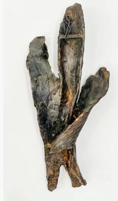 Cast Bronze Organic Husk Wall Mounted Abstract Textured Sculpture Seena Donneson