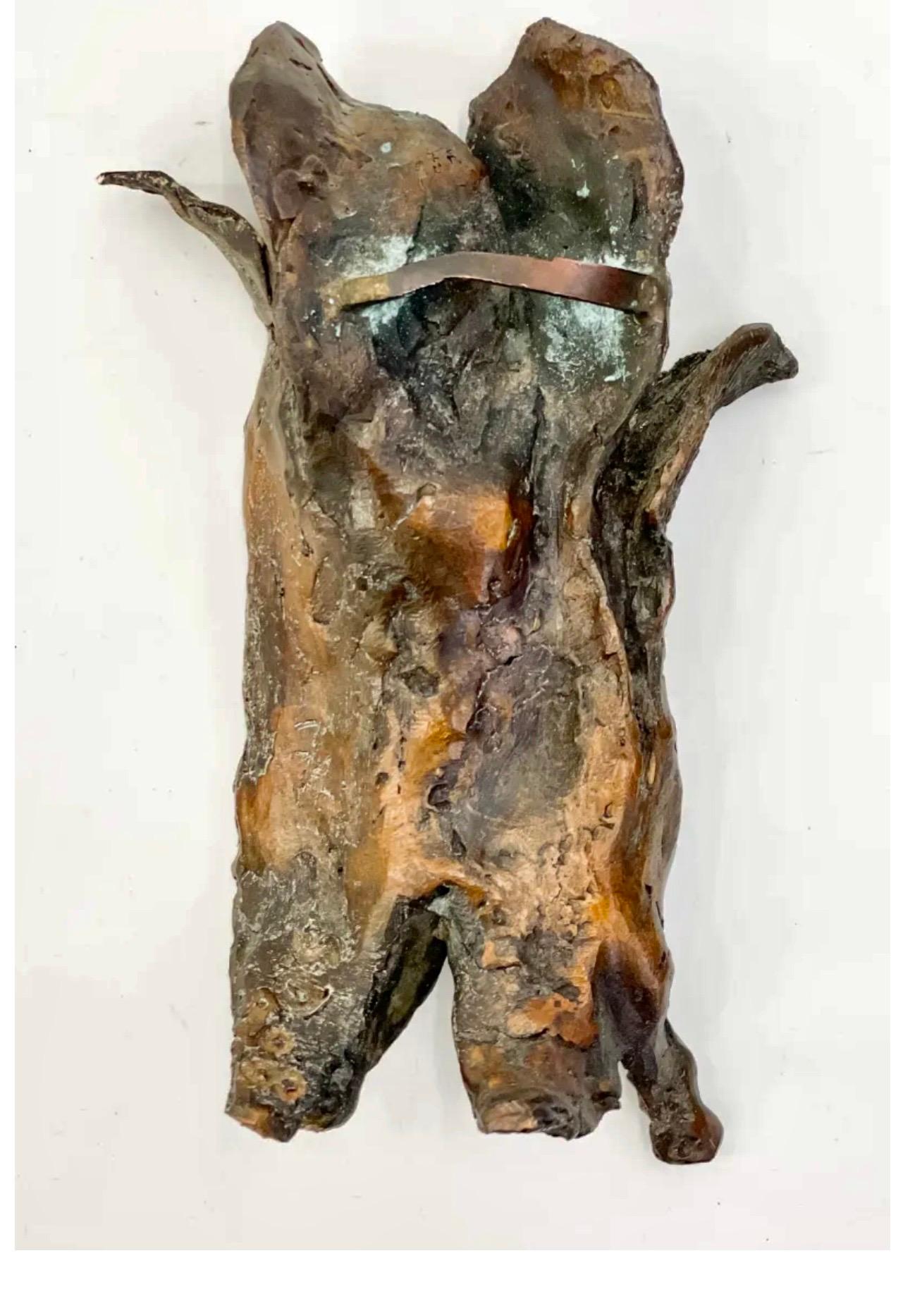 Cast Bronze Organic Husk Wall Mounted Abstract Textured Sculpture Seena Donneson For Sale 2