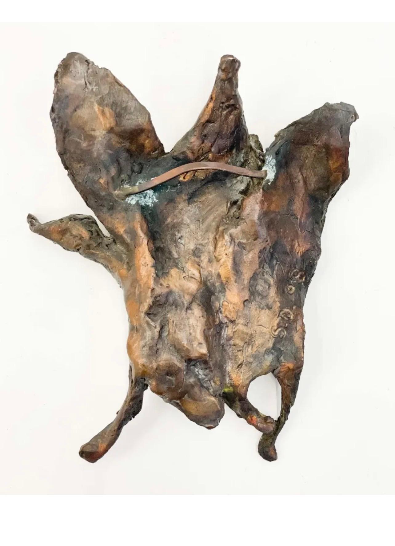 Cast Bronze Organic Husk Wall Mounted Abstract Textured Sculpture Seena Donneson For Sale 2