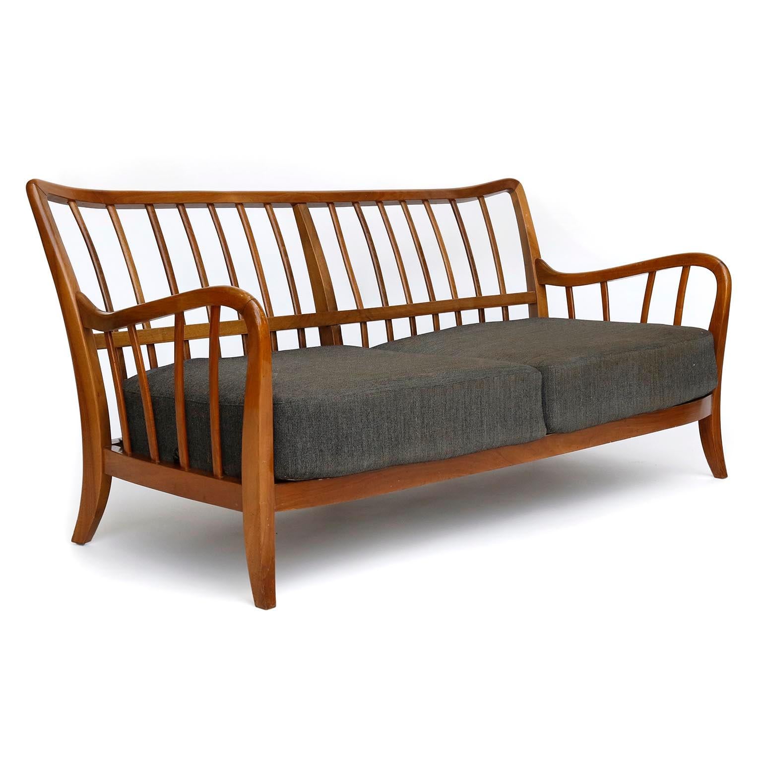 Fabric Seette Bench Seat Attributed to Josef Frank, Walnut Wood, Thonet, 1940