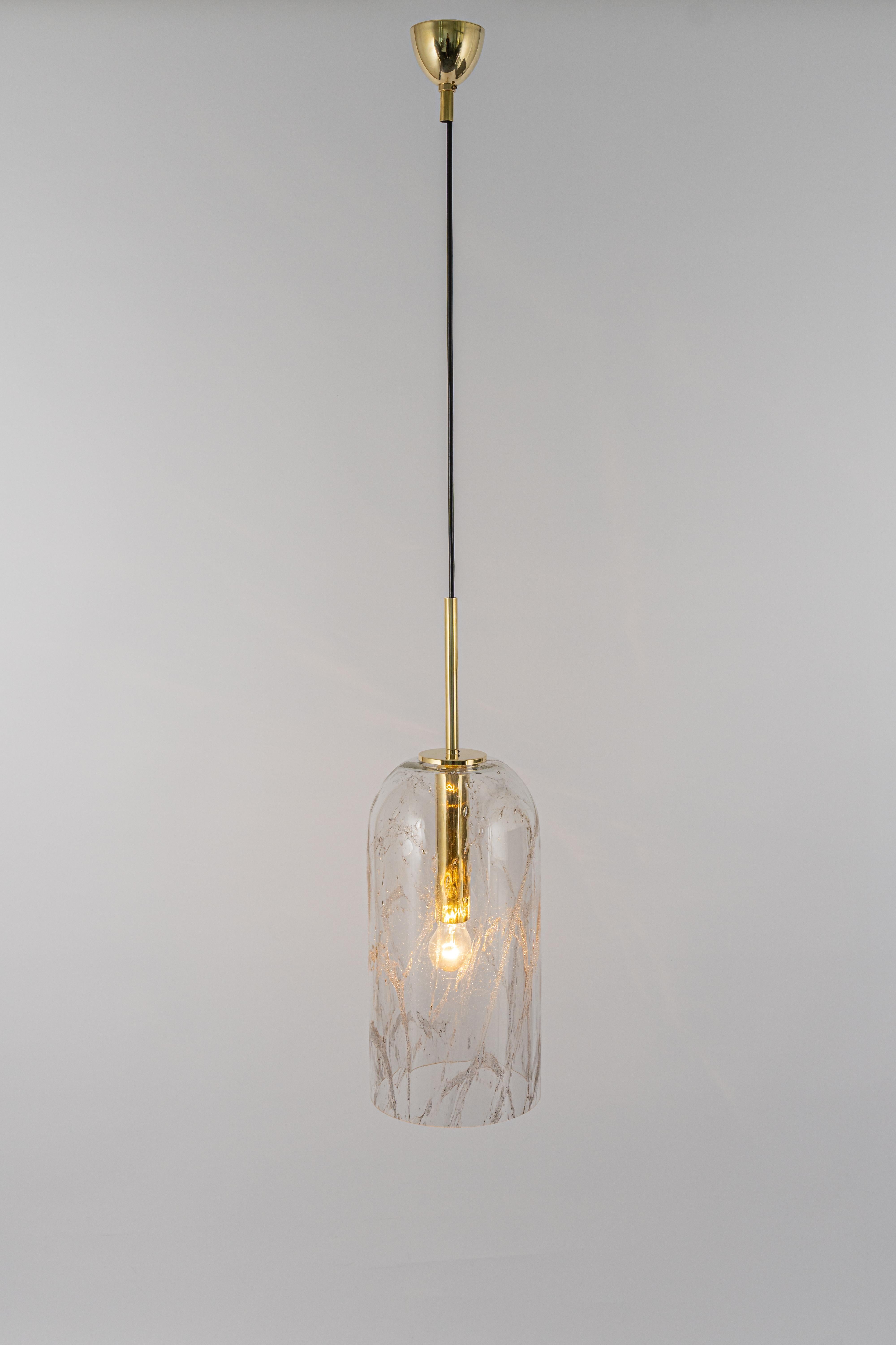 Sef of 3 Large Glass Pendant lights by Limburg, Germany, 1970s For Sale 4