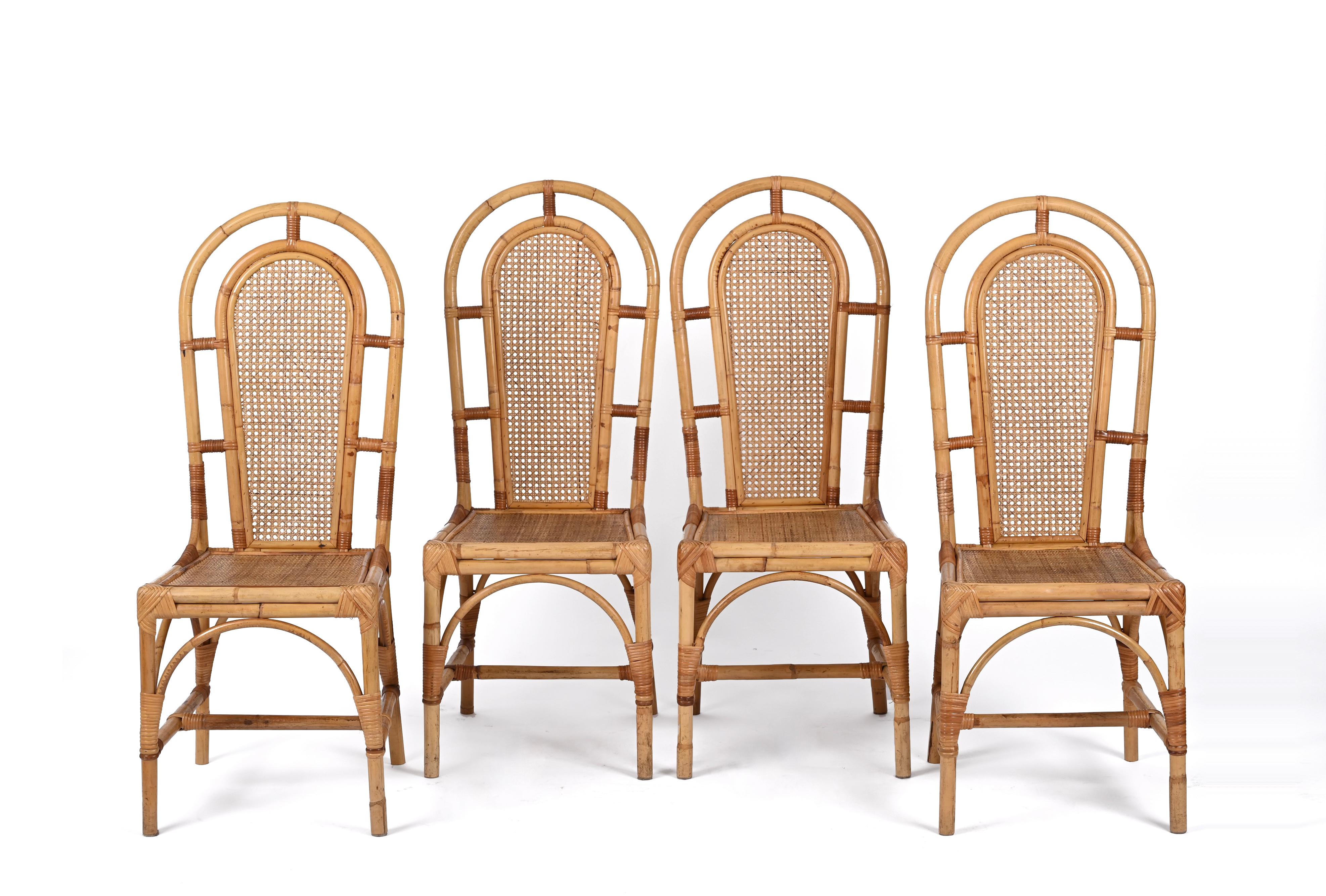 Sef Of Four Bamboo And Vienna Straw Chairs Vivai Del Sud Italy 1970s sef-of-four-bamboo-and-vienna-straw-chairs-vivai-del-sud-italy-1970s
