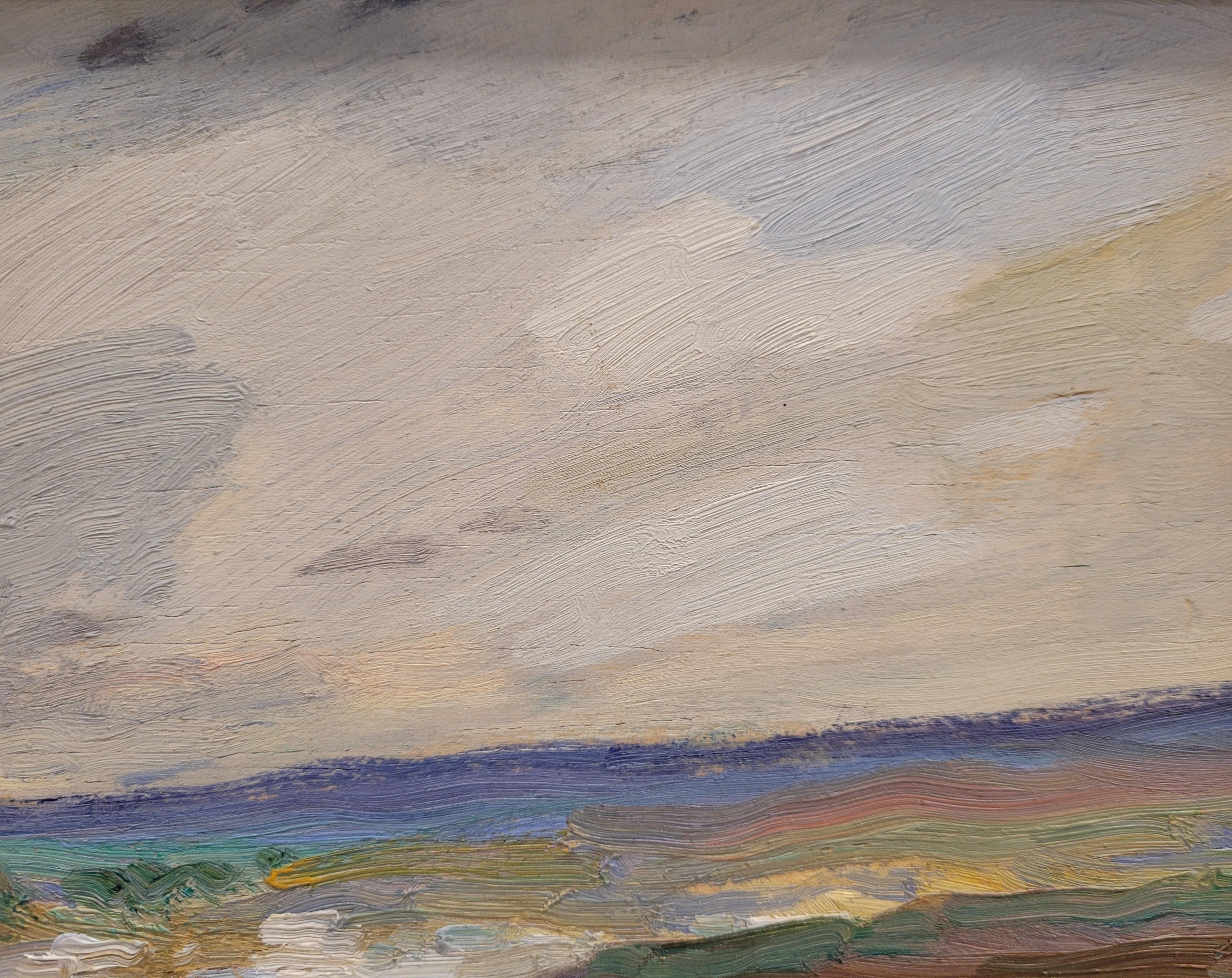 Oil on panel blue landscape by Segarra Codina Expressionist Catalan School im Angebot 10