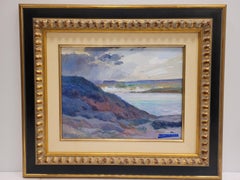 Óleo sobre tabla paisaje azul de Segarra Codina Escuela expresionista catalana