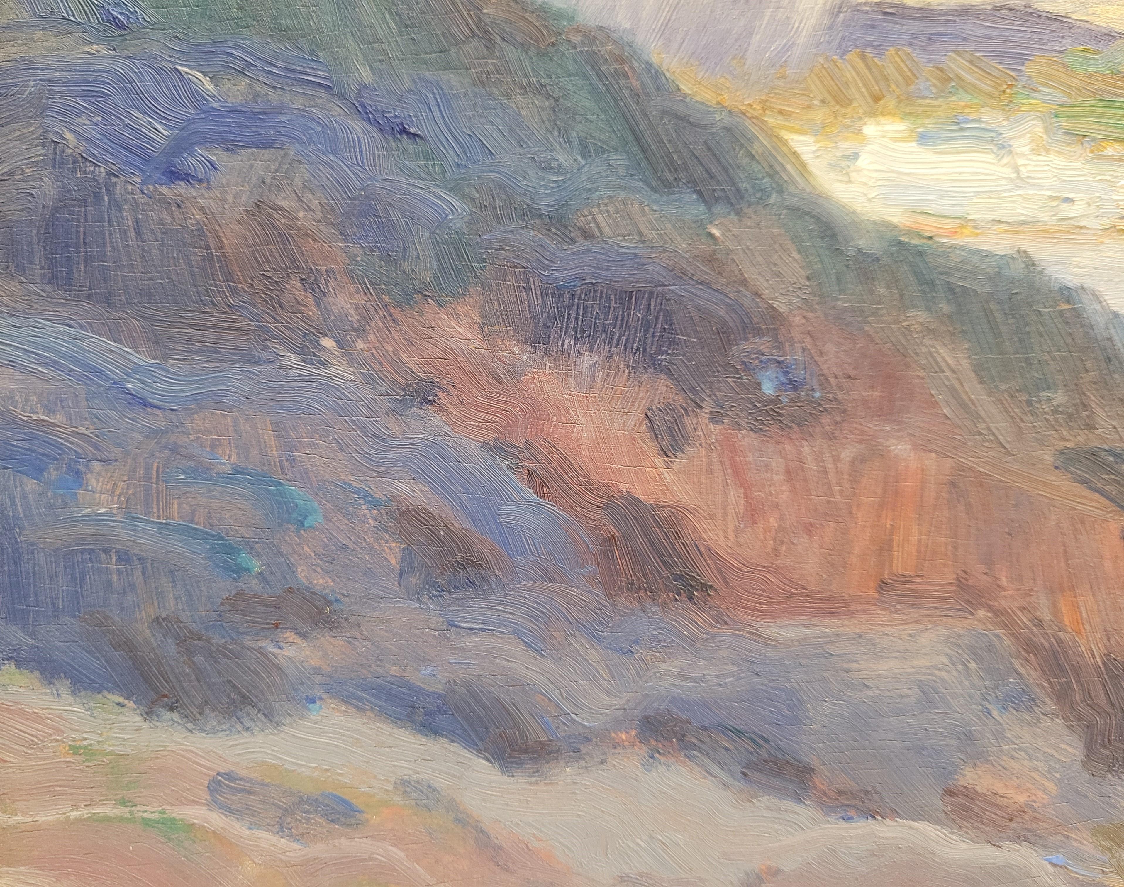Oil on panel blue landscape by Segarra Codina Expressionist Catalan School im Angebot 7