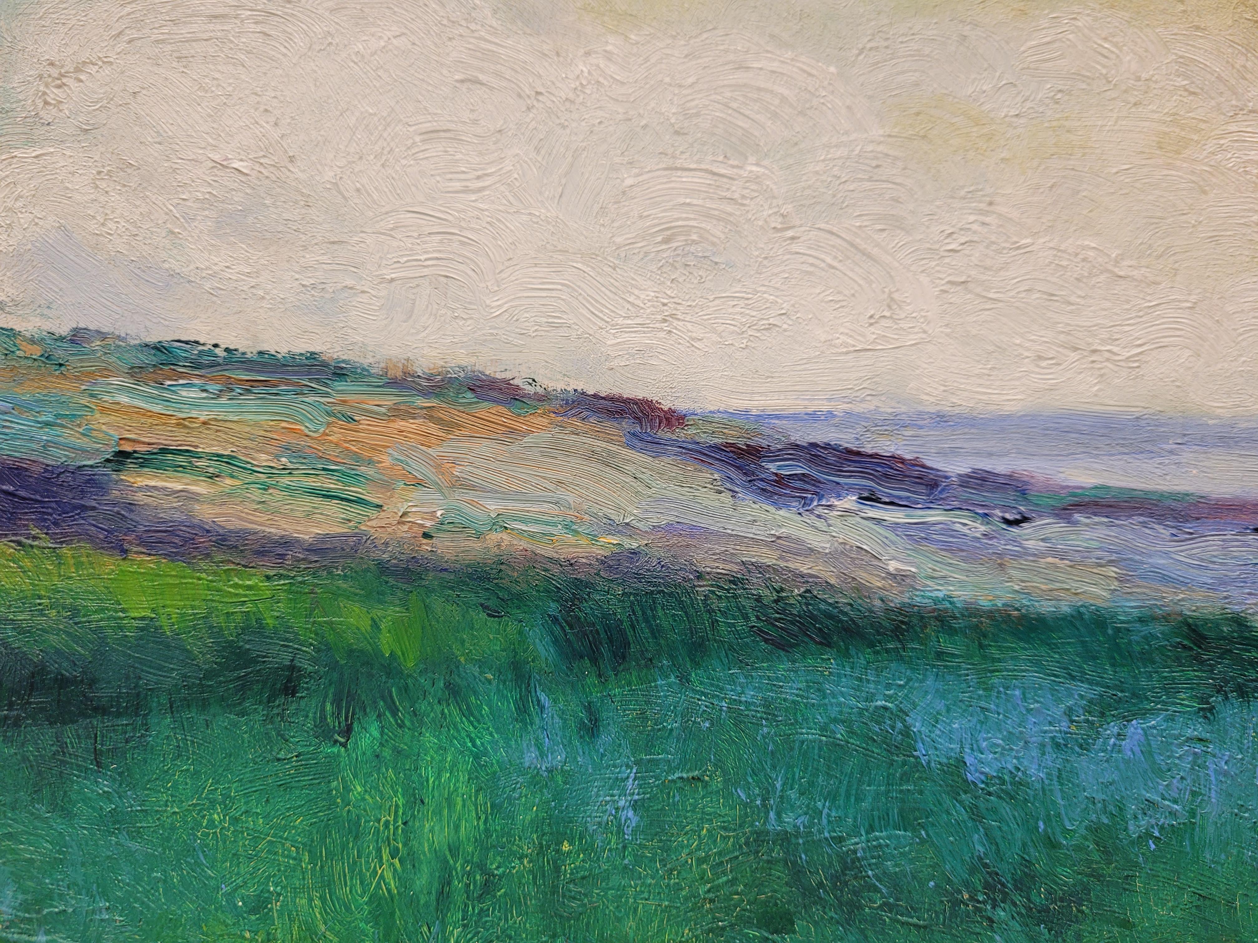 Oil on panel Green Landscape by Damián Segarra Codina Catalan School im Angebot 9