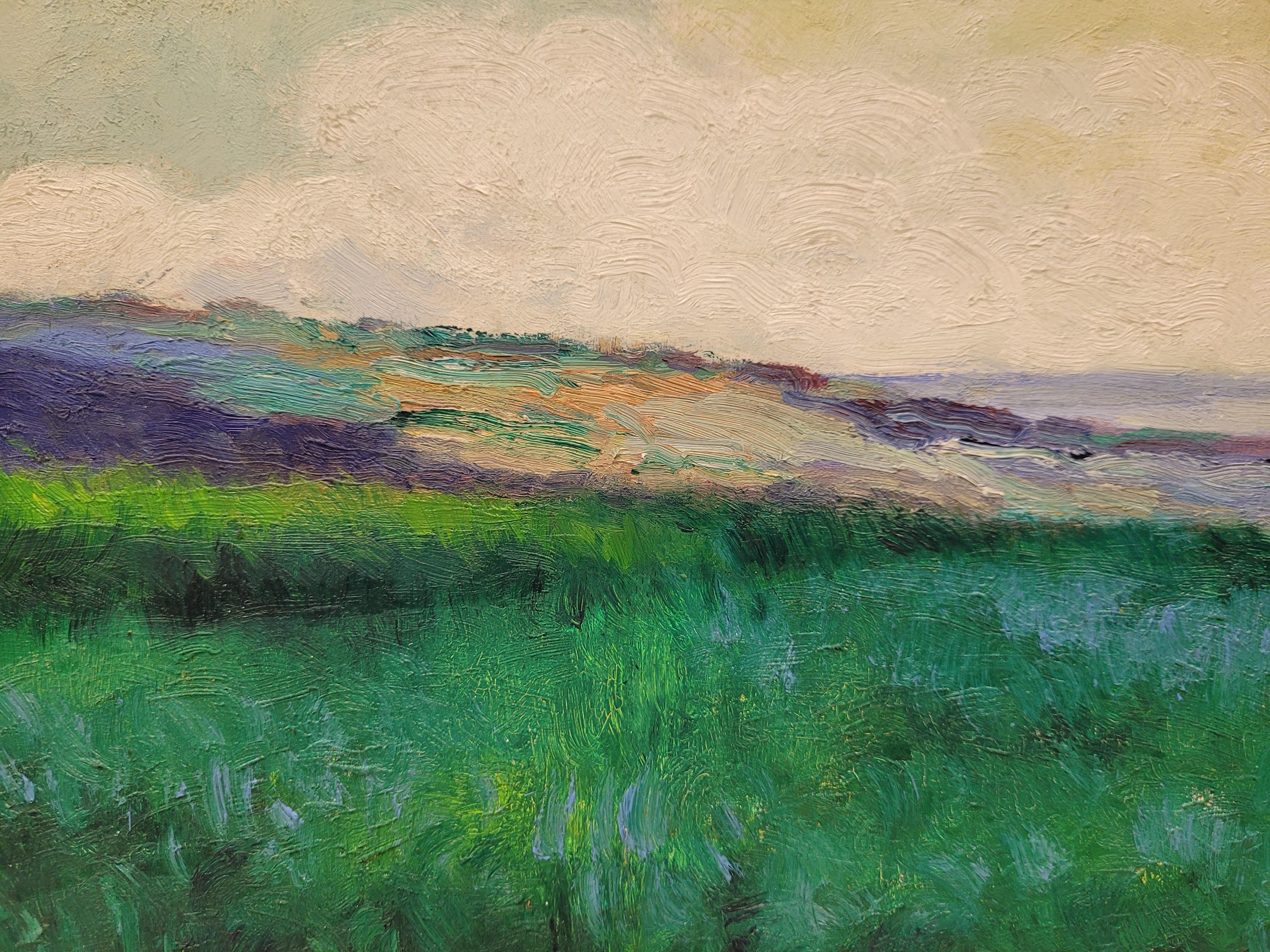 Oil on panel Green Landscape by Damián Segarra Codina Catalan School im Angebot 13