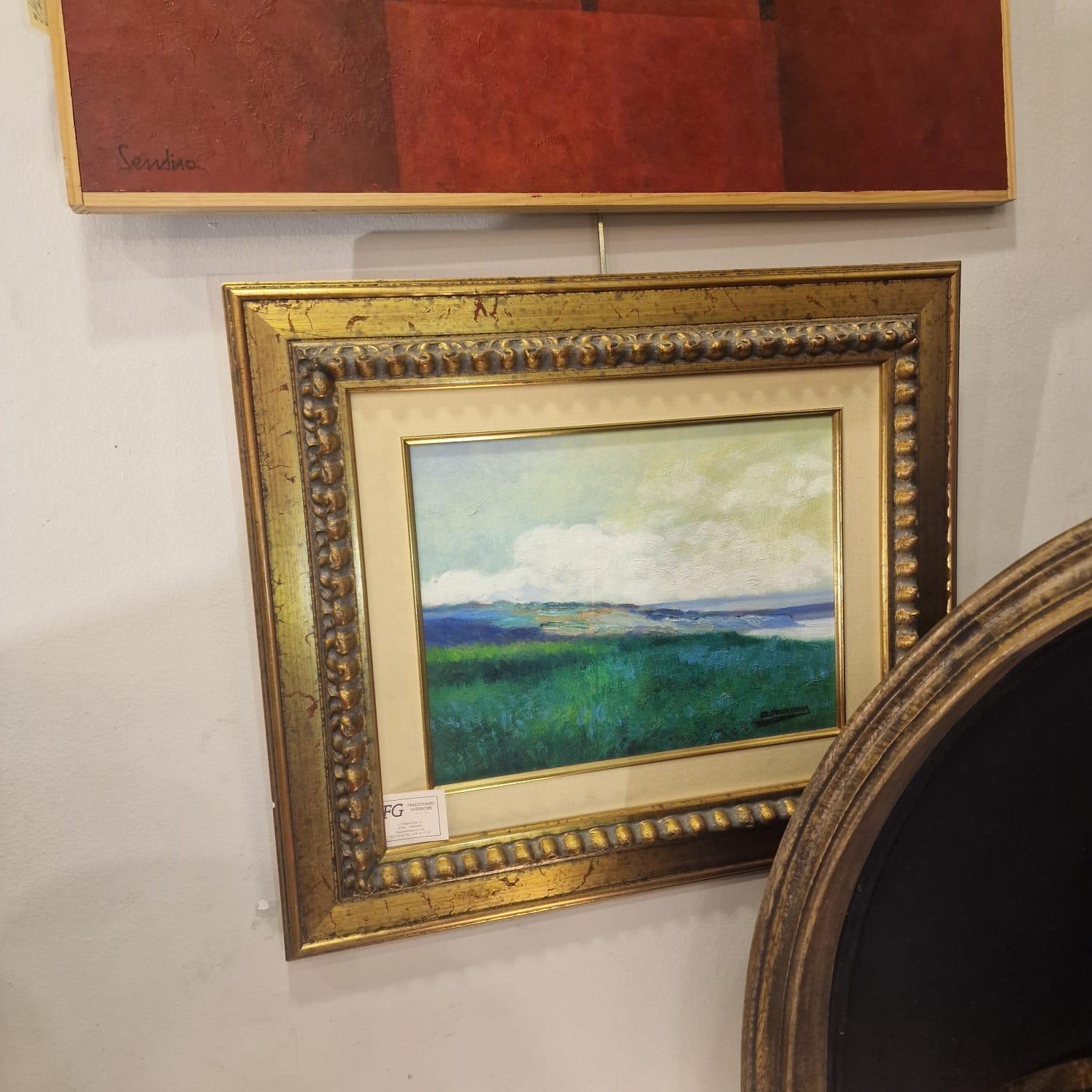 Oil on panel Green Landscape by Damián Segarra Codina Catalan School im Angebot 19