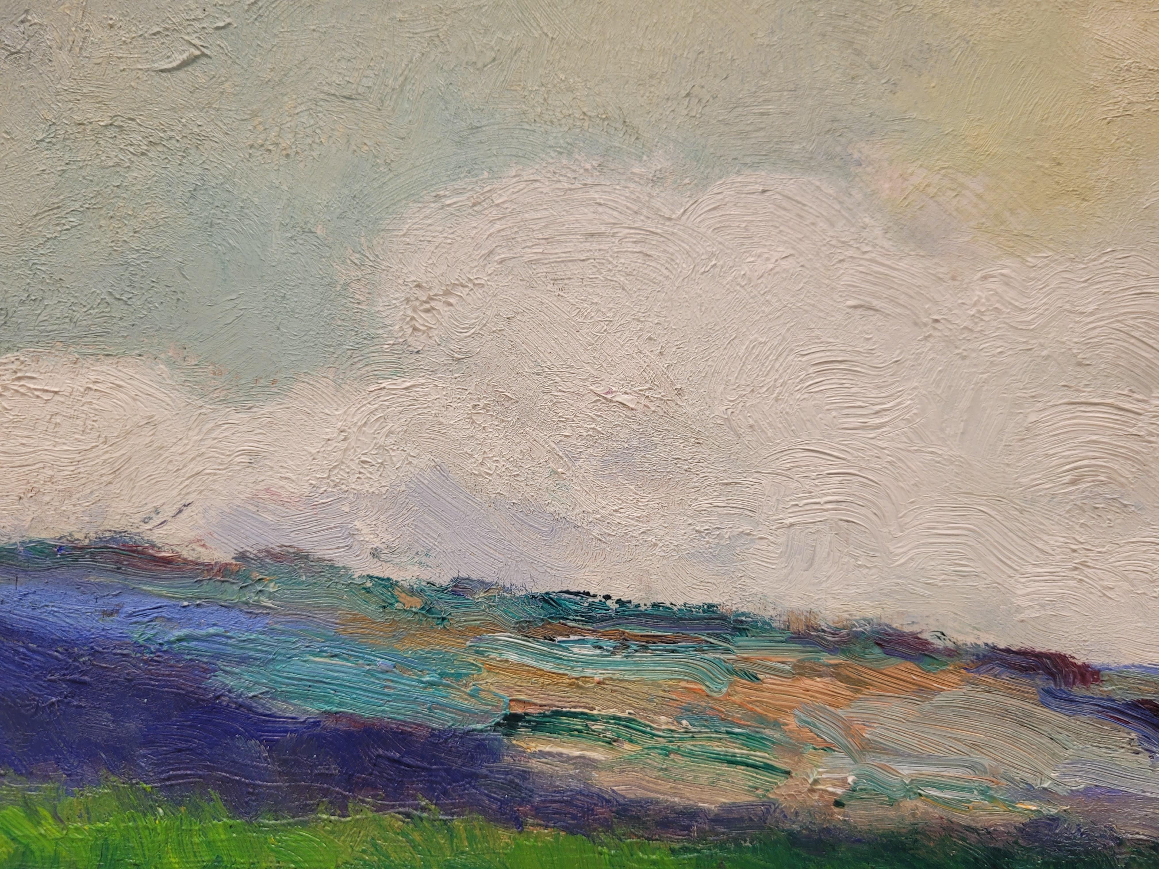 Oil on panel Green Landscape by Damián Segarra Codina Catalan School im Angebot 6