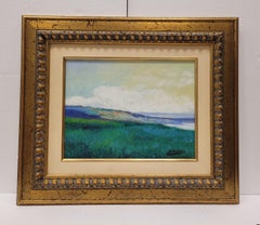 Oil on panel Green Landscape by Damián Segarra Codina Catalan School