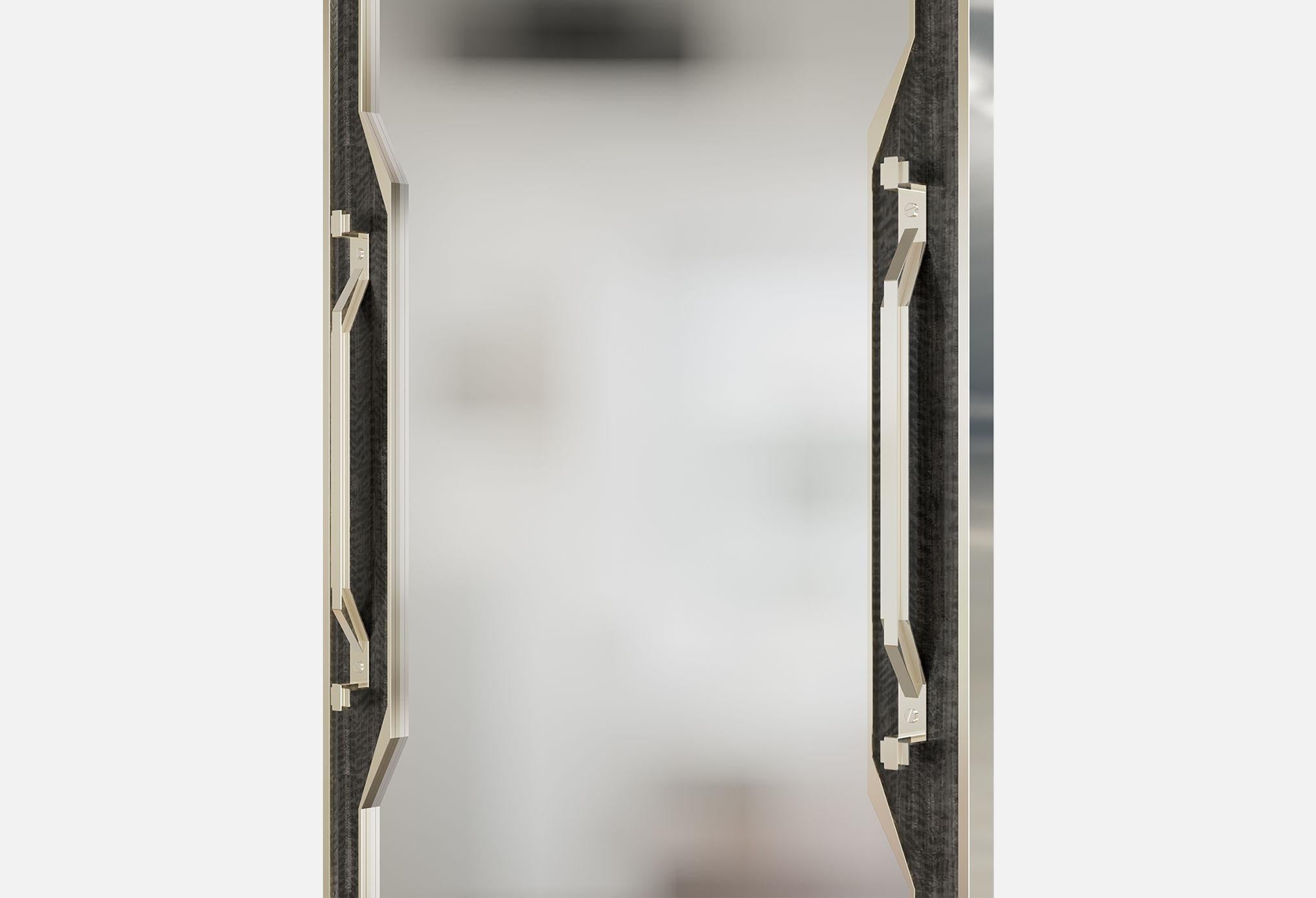 European Segin Modern Rectangular Mirror with Art-Deco Vibe For Sale