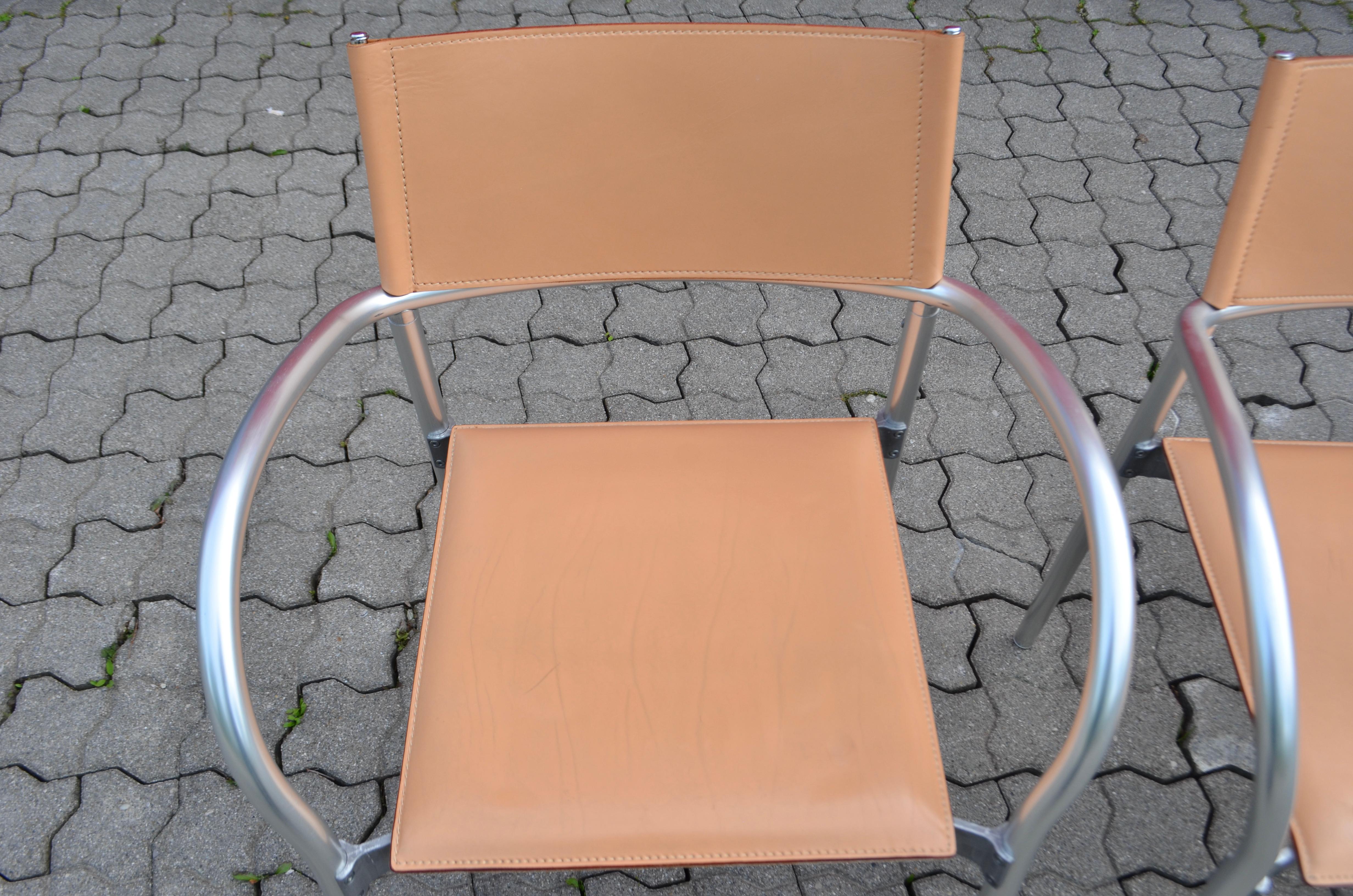 SEGIS Model Breeze Saddle Leather Stacking Chair Design Carlo Bartoli Set of 4 For Sale 2