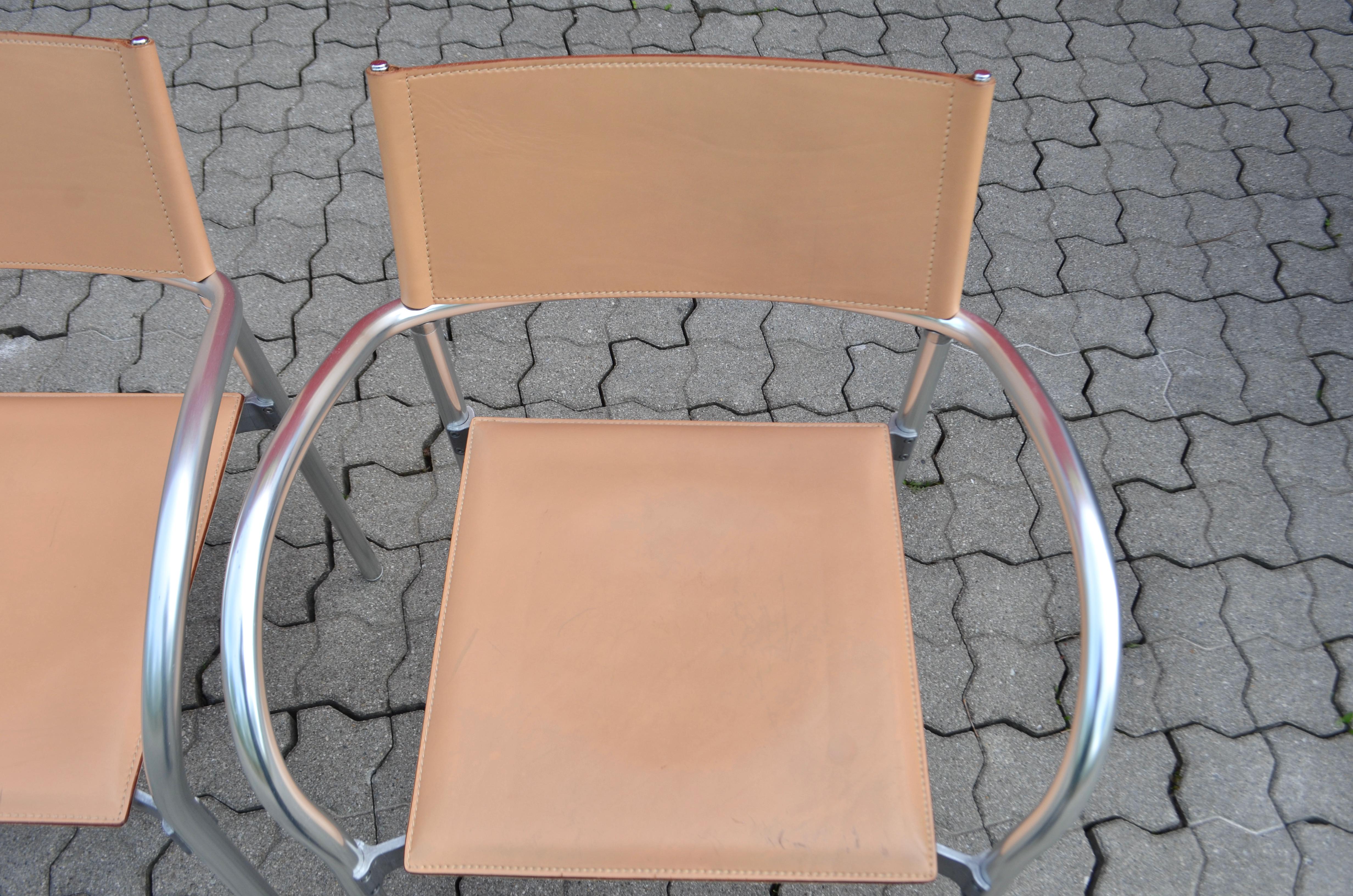 SEGIS Model Breeze Saddle Leather Stacking Chair Design Carlo Bartoli Set of 4 For Sale 5