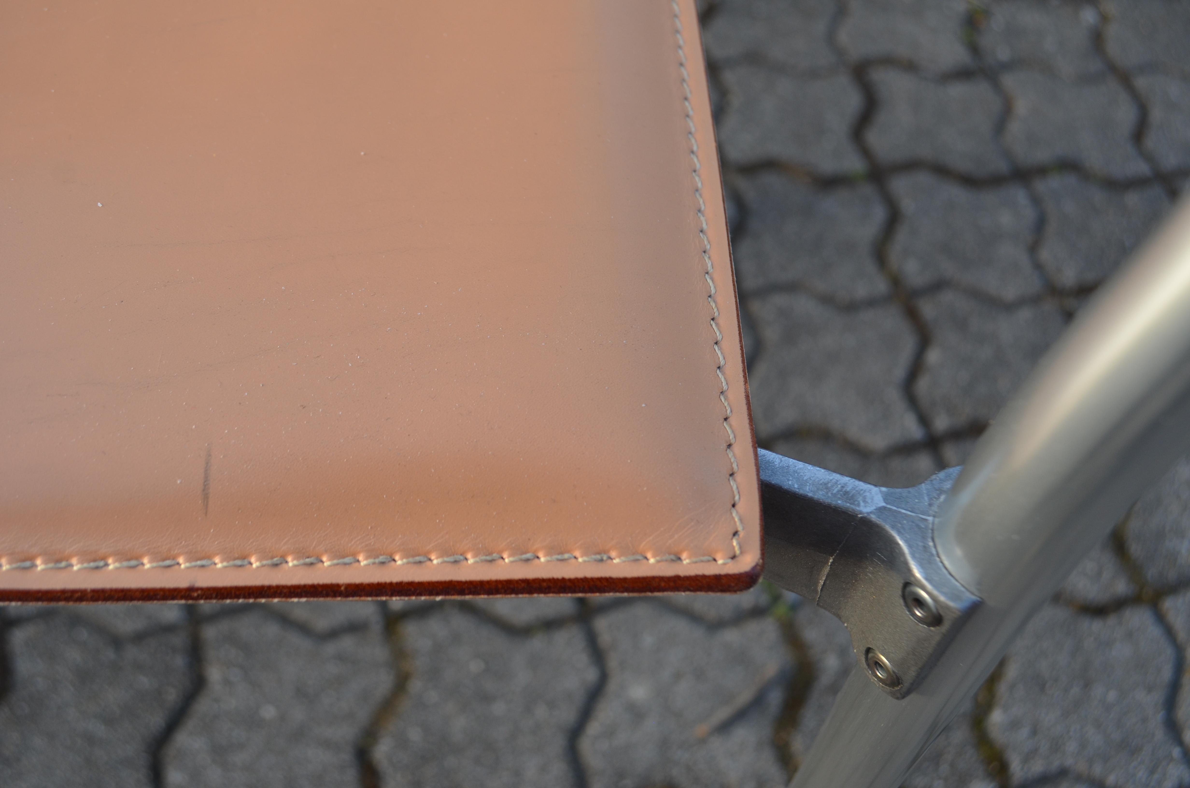 SEGIS Model Breeze Saddle Leather Stacking Chair Design Carlo Bartoli Set of 4 For Sale 11