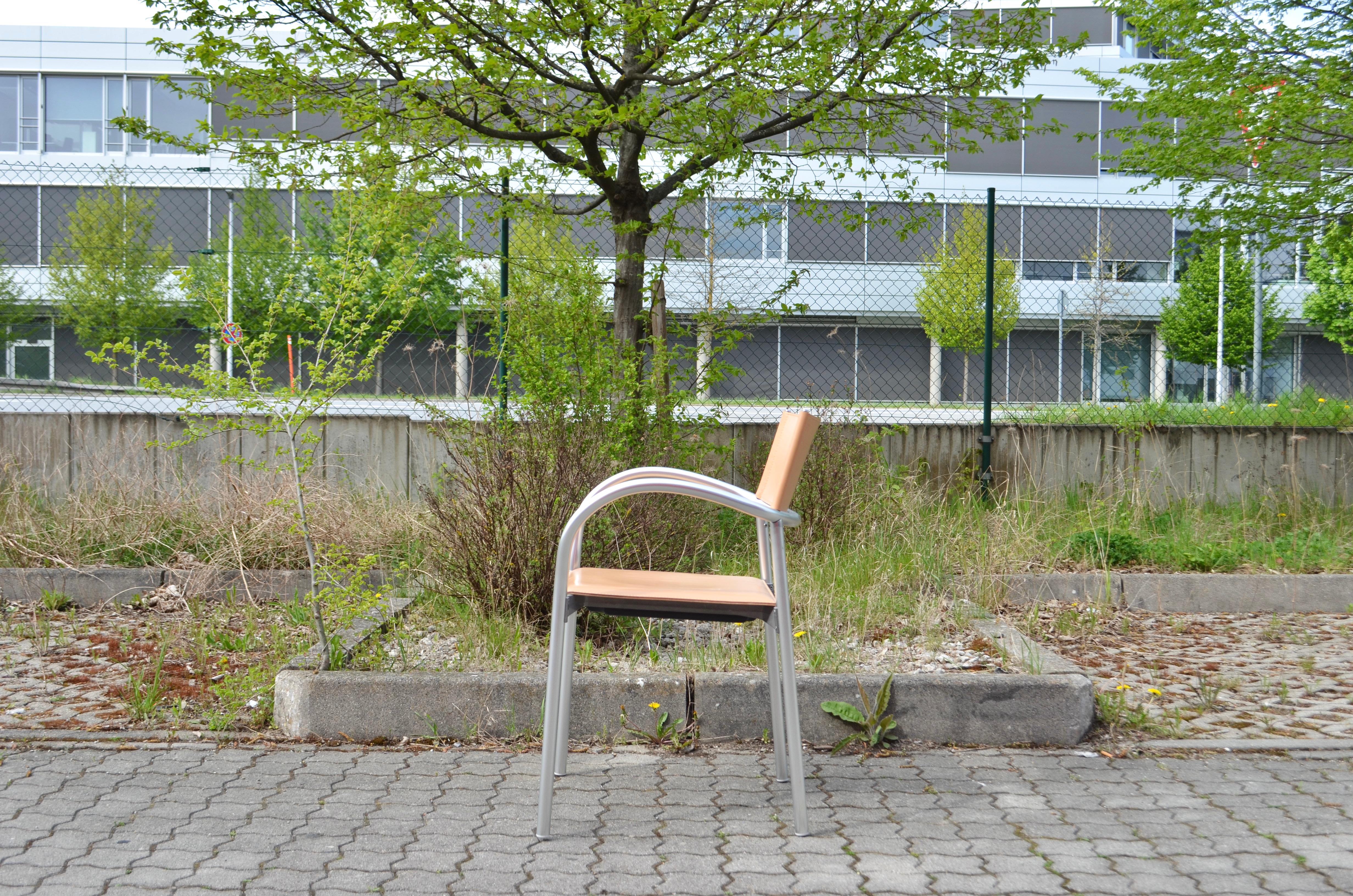 SEGIS Model Breeze Saddle Leather Stacking Chair Design Carlo Bartoli Set of 4 In Good Condition For Sale In Munich, Bavaria