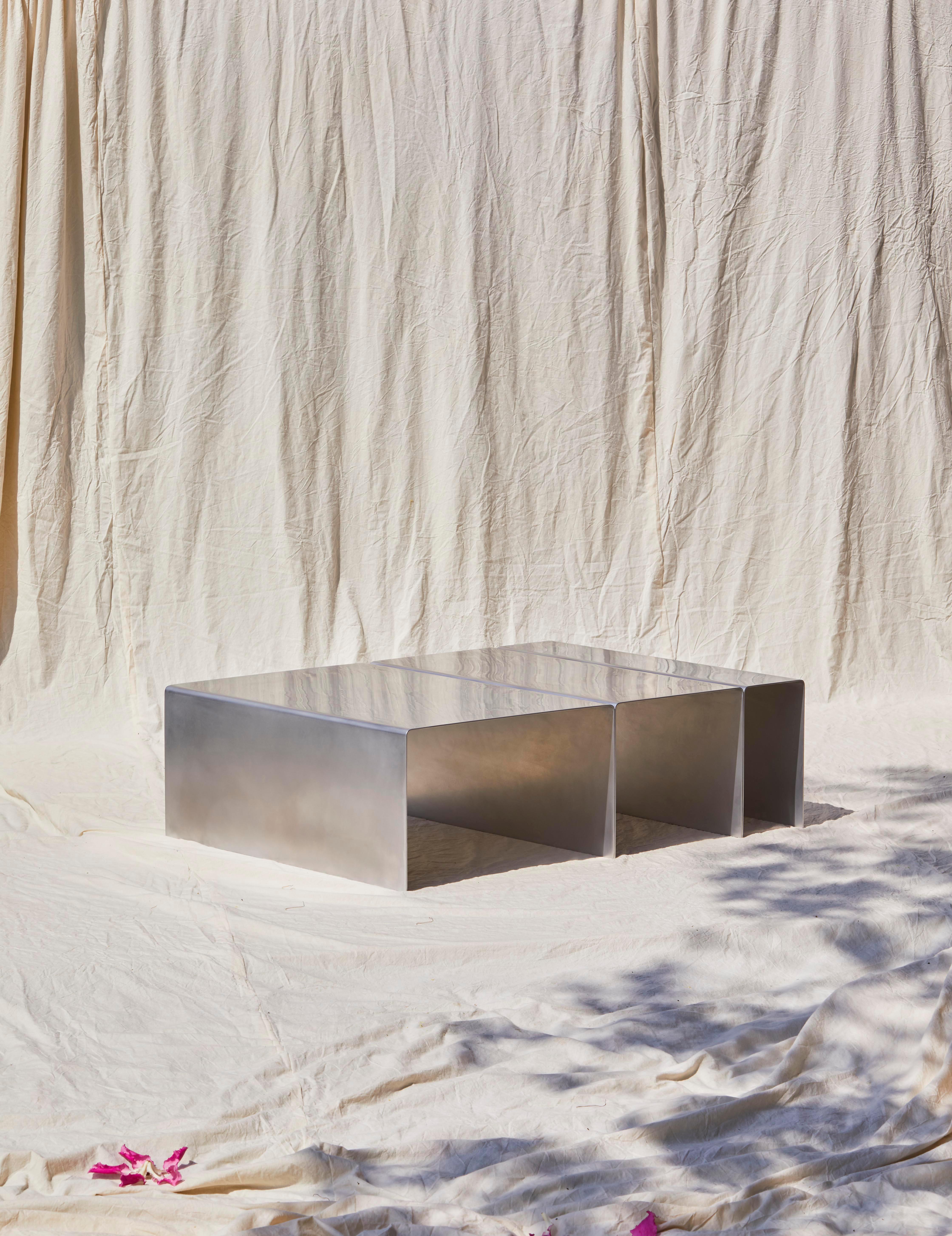Modern SEGMENT Coffee Table in Waxed Aluminum by Estudio Persona
