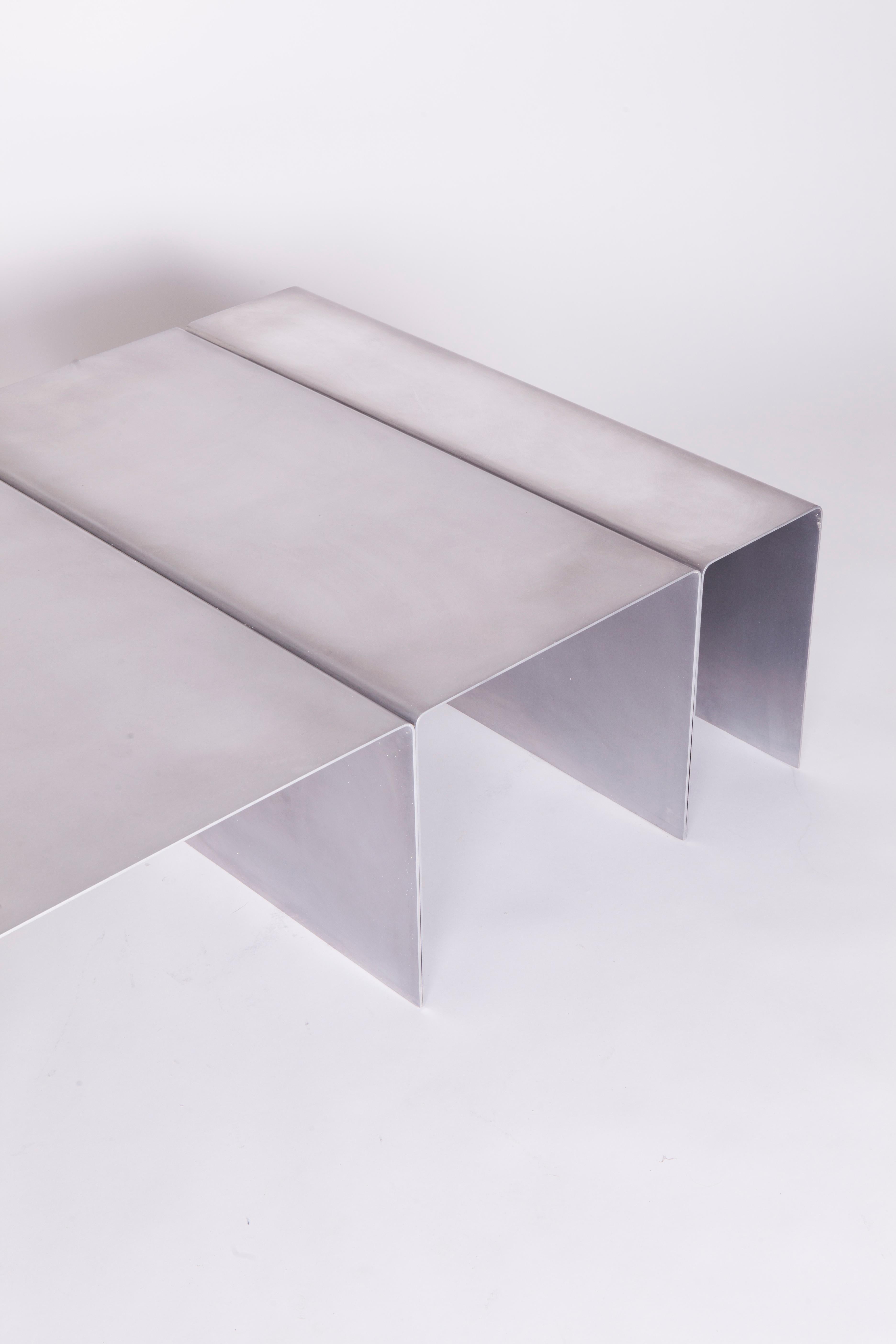 American SEGMENT Coffee Table in Waxed Aluminum by Estudio Persona