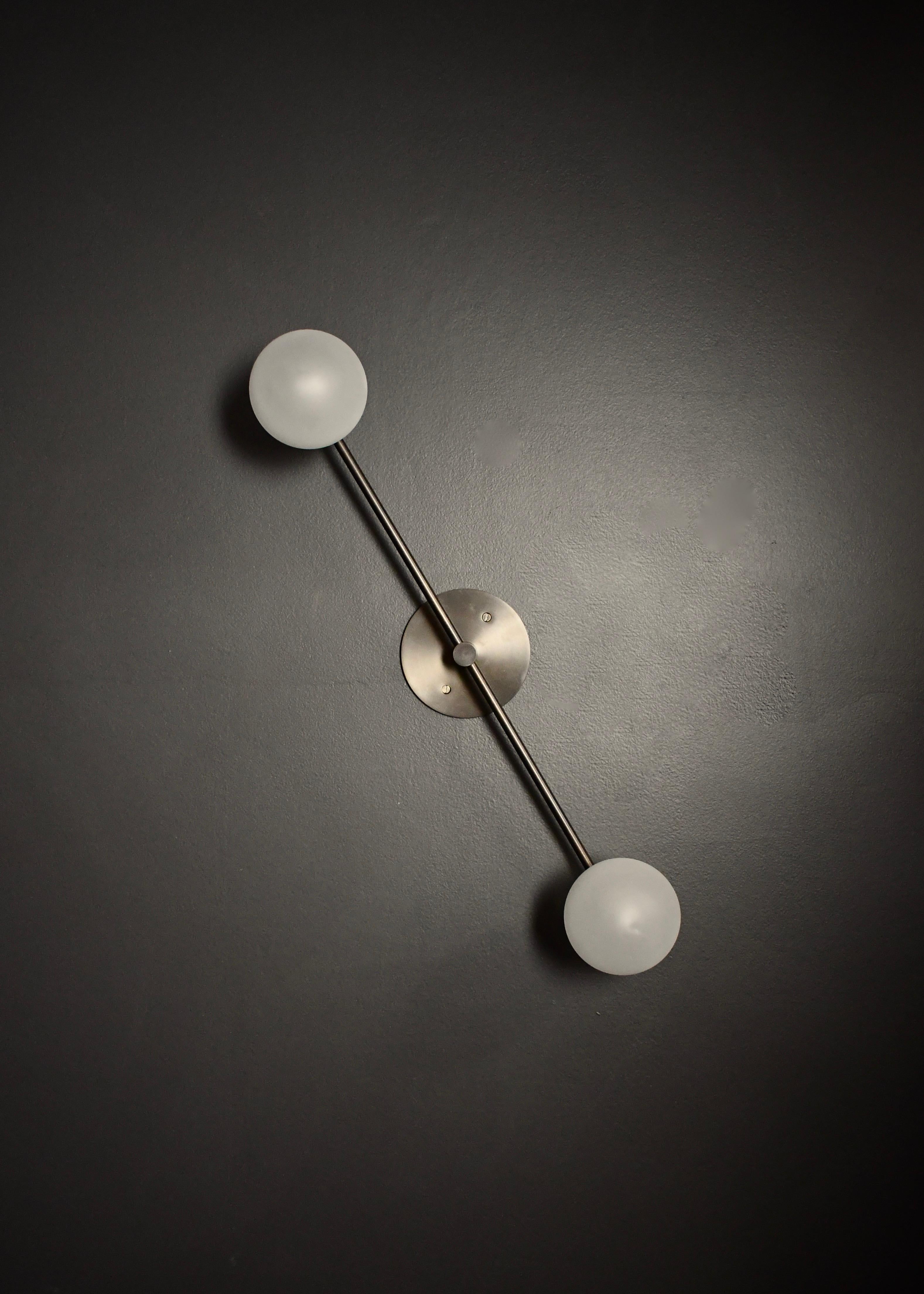 Modern Segment Wall Lamp or Flushmount in Bronze and Blown Glass by Blueprint Lighting For Sale