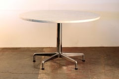 Gorgeous Thick Carrara Marble Top and Chrome Base 70's Round Dining Table