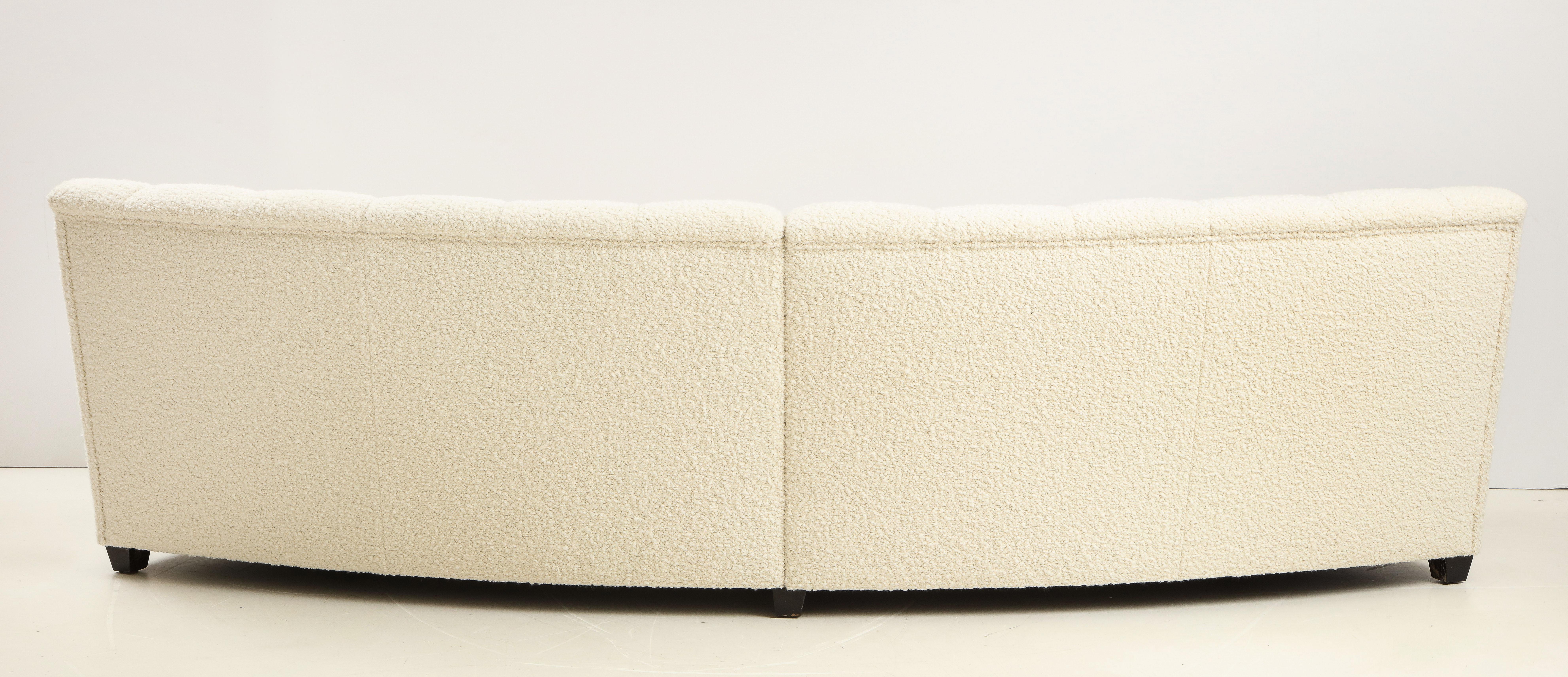 Bouclé Segmented Curved Sofa in the Style of De Sede in Ivory Boucle, Italy