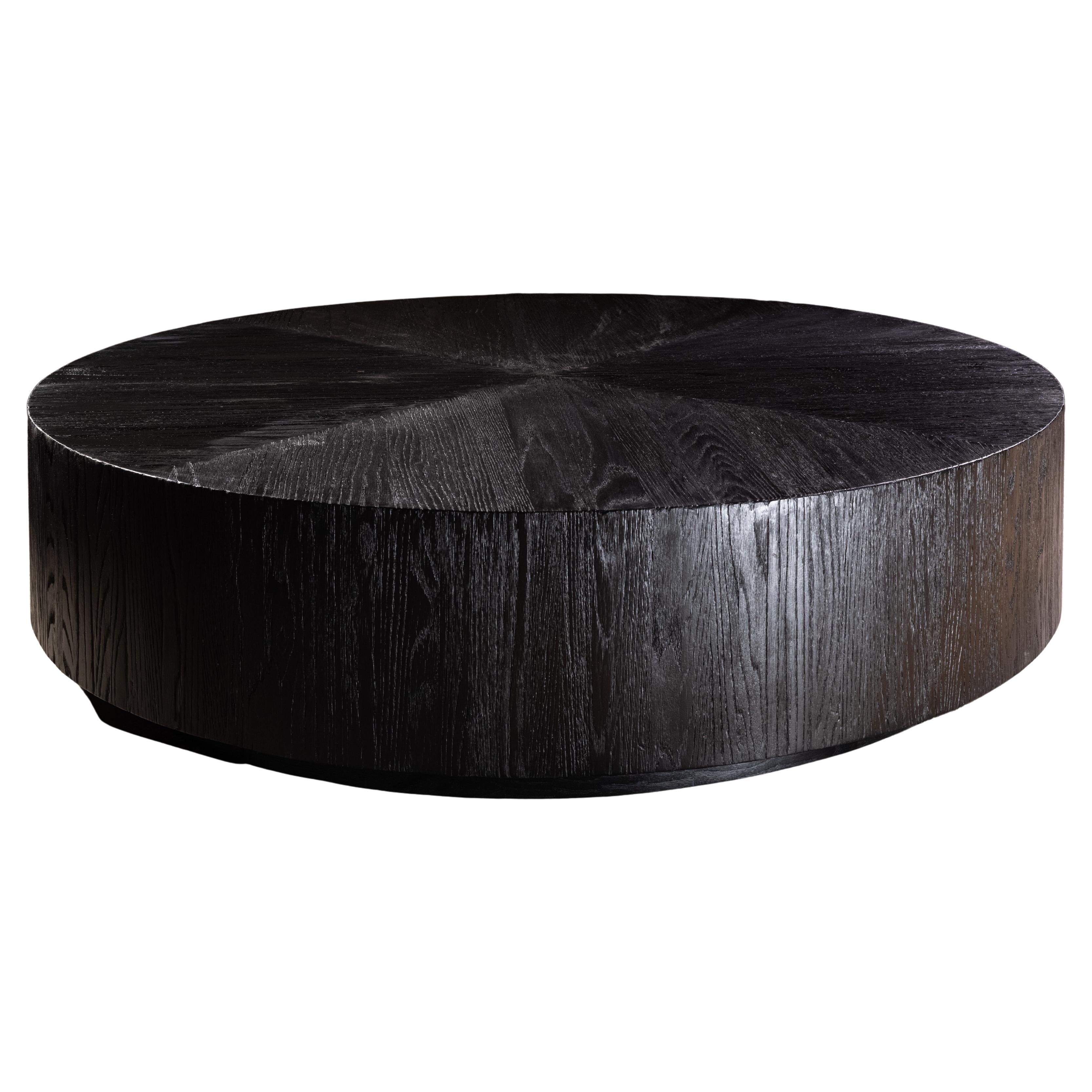 Segmented Round Coffee Table in Black Solid Oak by No Age Studio For Sale