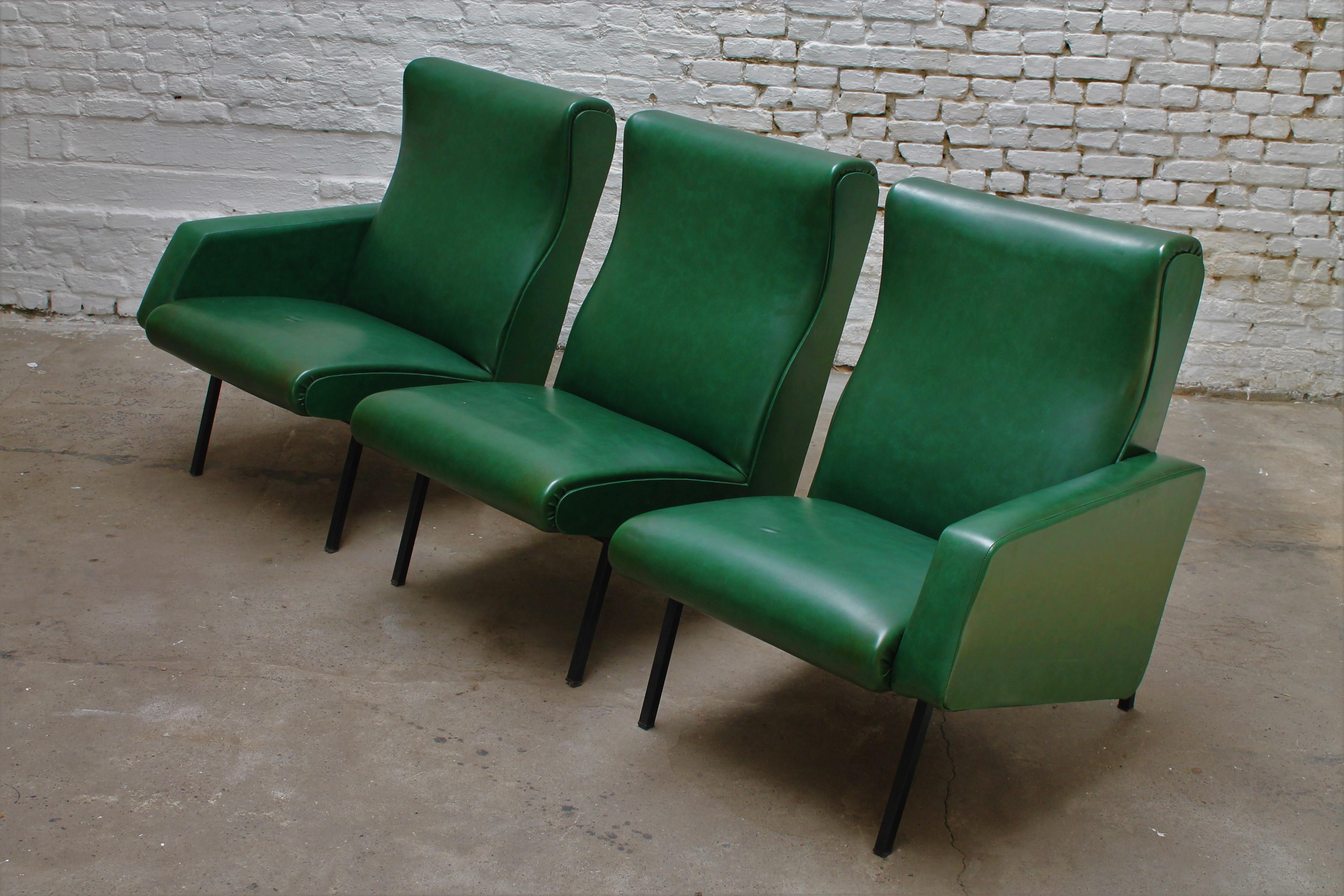 Metal Segmented Sofa Set by Pierre Guariche for Meurop, 1950s For Sale