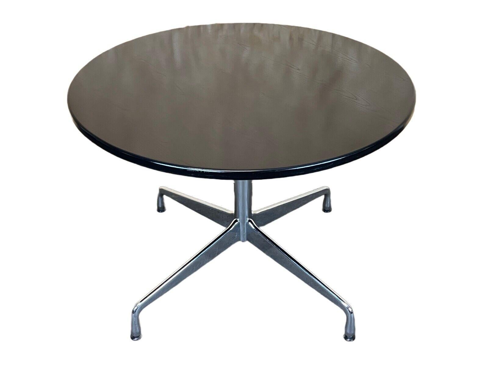 Segmented table by Charles & Ray Eames for Vitra Black Chrome.

Object: Segmented table

Manufacturer: Vitra

Condition: good

Age: around 1990

Dimensions:

Diameter = 100cm
Height = 73cm

Other notes:

The pictures serve as part