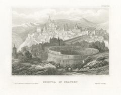 Segovia, Spain, Antique View with the Roman Aqueduct and Bullring, circa 1850