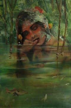 Dipinto a tecnica mista “Amazonas”, paesaggio contemporaneo, incorniciato, 2010+