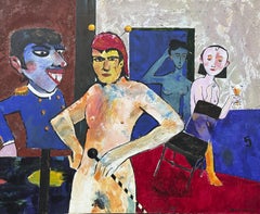 The Clown Mixed Media Painting, Contemporary Style, Framed, 2010+