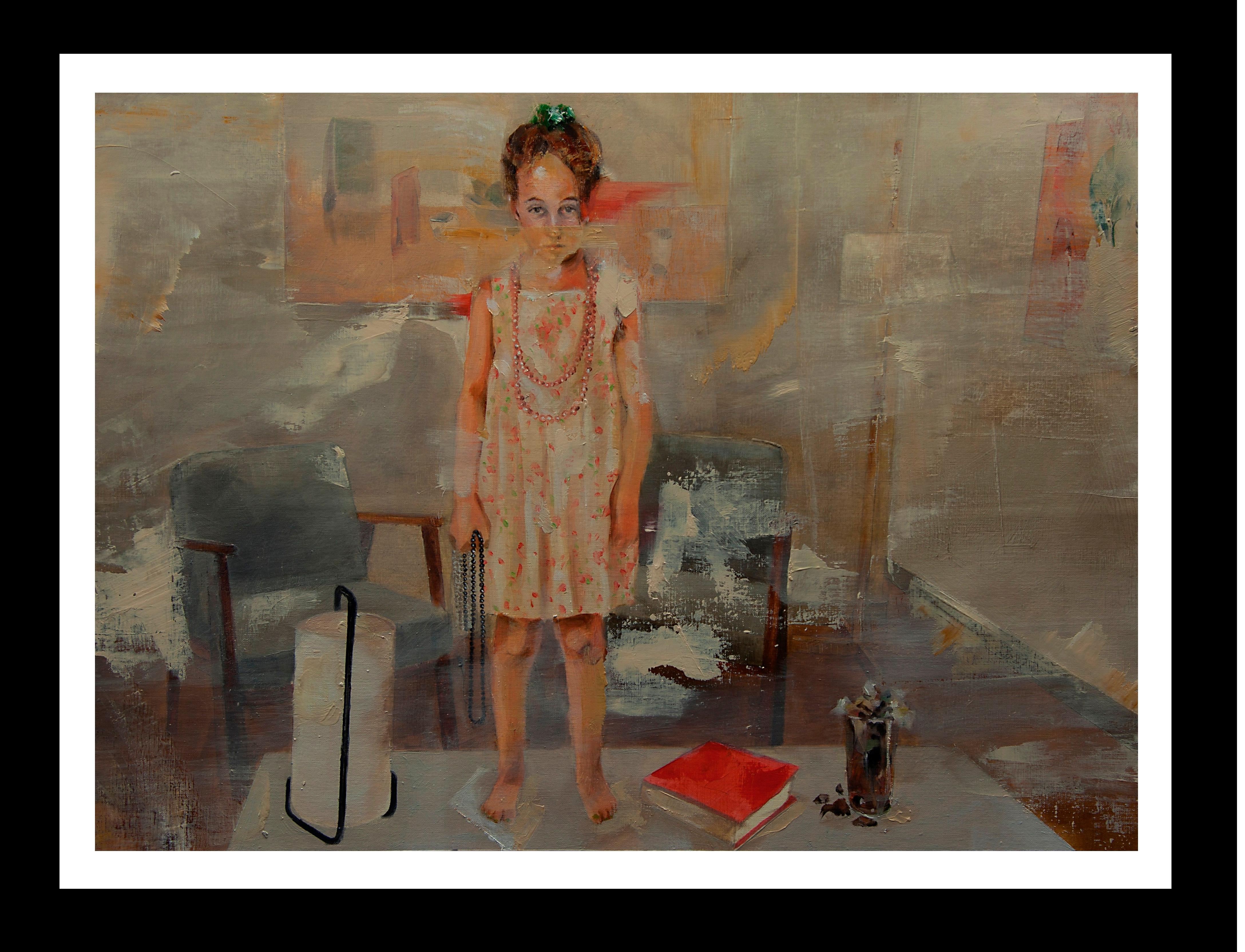 The girl of Rene Metras mixed media. painting - Painting by SEGREBA