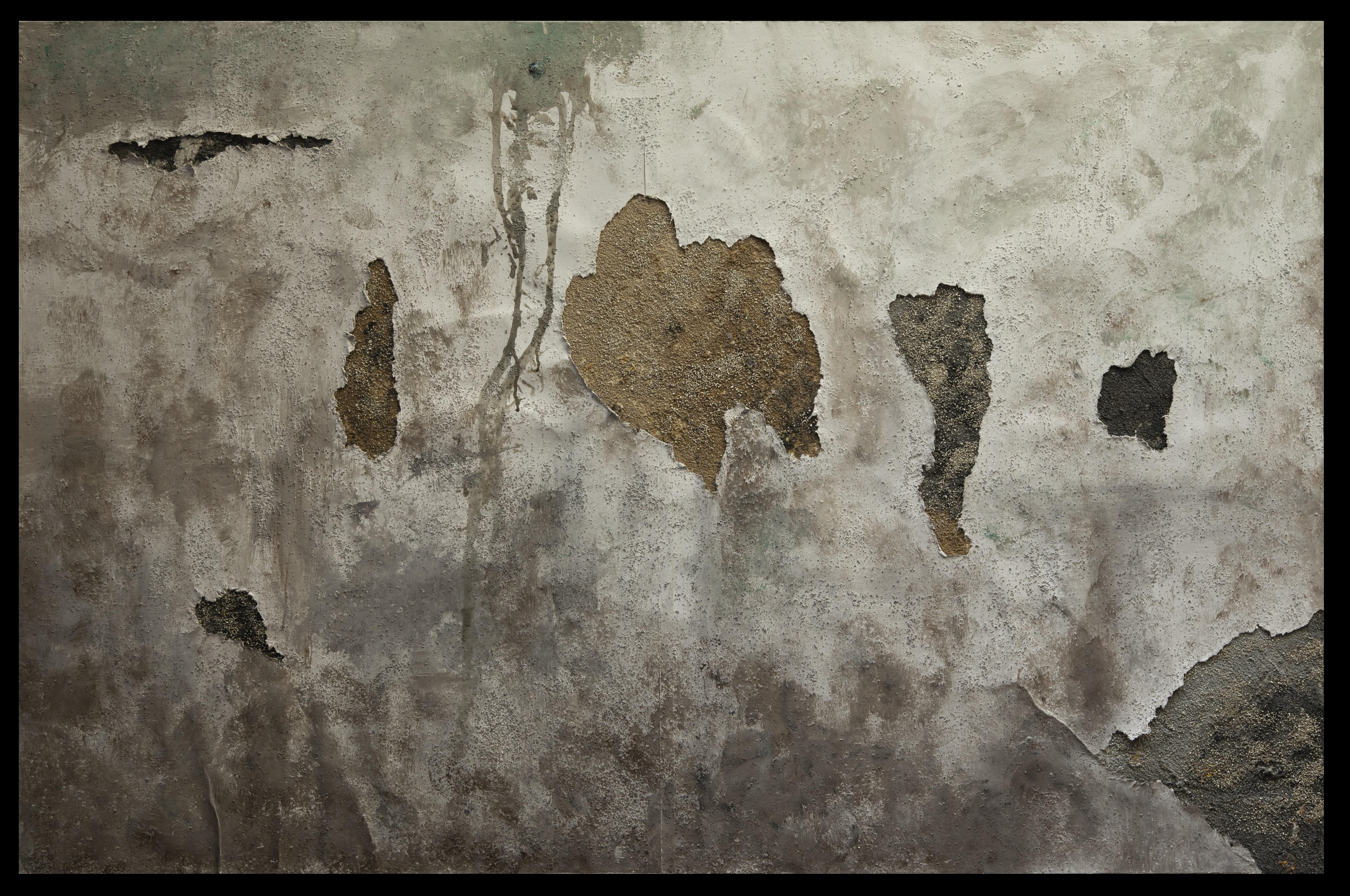 le passage du temps est une poésie, une peinture mixte. - Gris Landscape Painting par SEGREBA