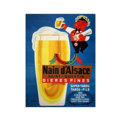 Circa 1960 poster for Nain d’Alsace – Bières Fines from Saint-Quentin by Seguin