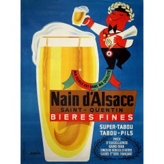 CIRCA 1960 Plakat für Nain d'Alsace - Bières Fines aus Saint-Quentin von Seguin