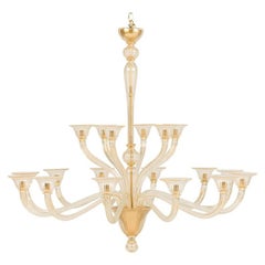 Seguso 18 Arm  Italian Venetian Murano Sommerso Gold Glass Chandelier