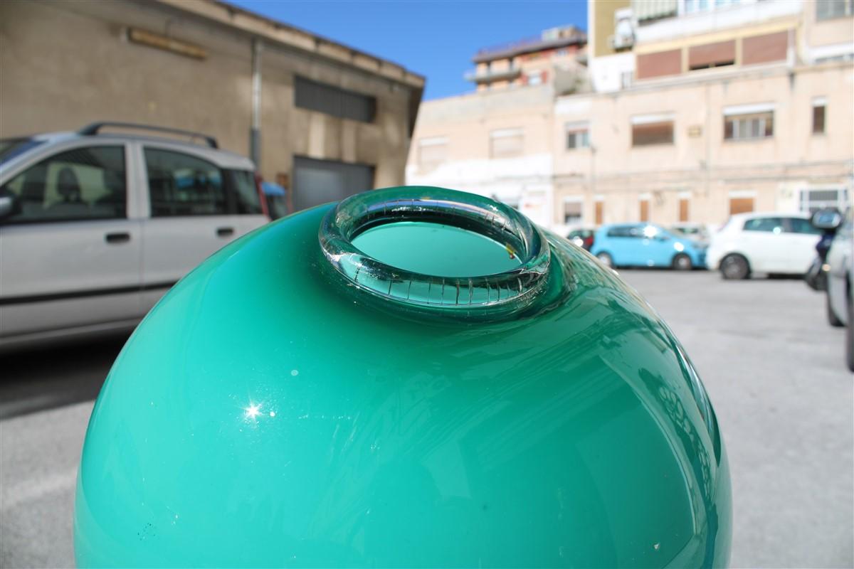 Seguso 1940 Vase Ball and Ball vert avec bouche supérieure ronde Italie en vente 5