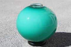 Seguso 1940 Green Ball Vase with Round Upper Mouth Italy