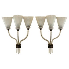 Seguso 1940s Pair of Murano Wall Lights
