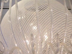 Seguso 1950 Italian Vintage White & Crystal Clear Murano Glass Chandelier
