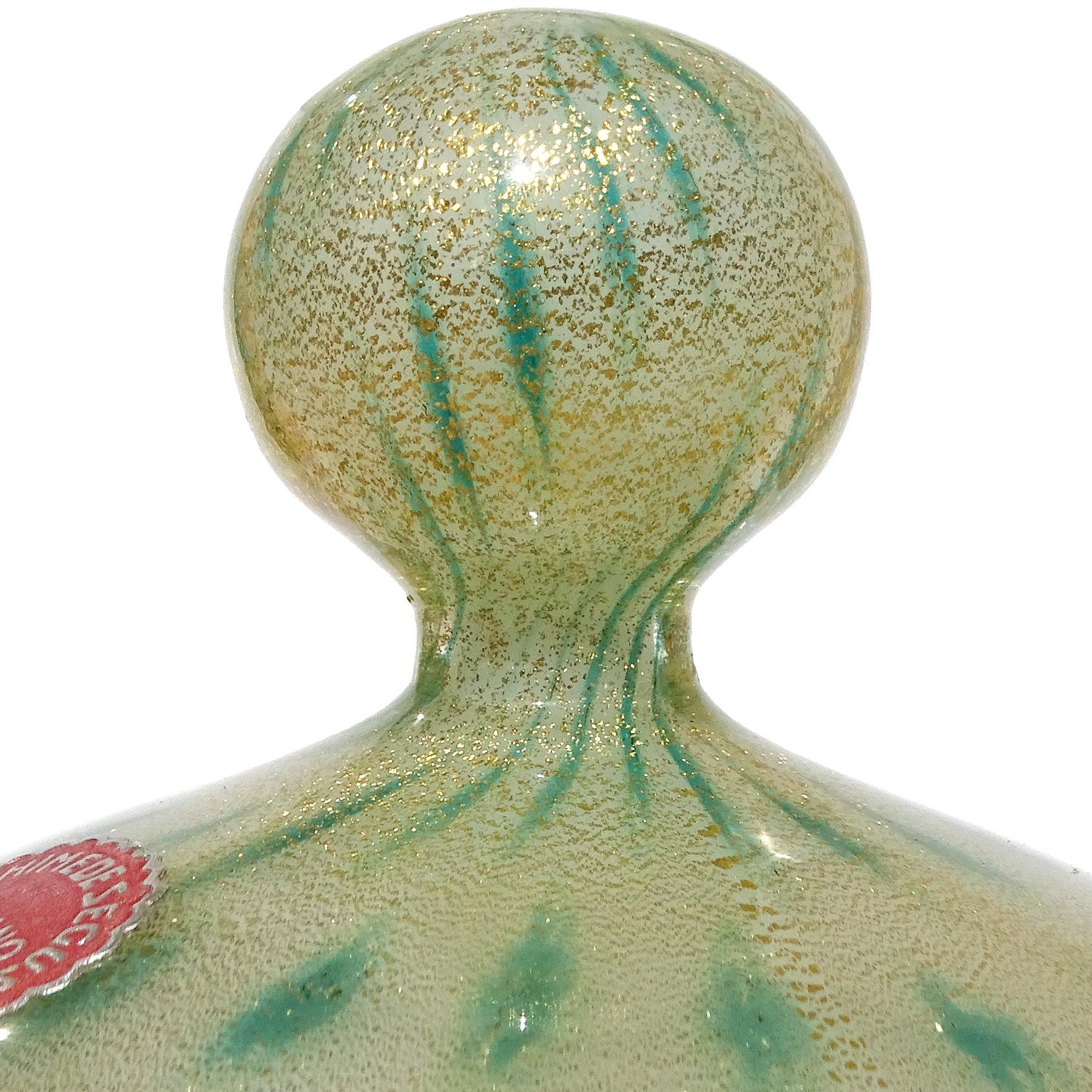 Seguso 1950 Motas de Oro Murano Arte Italiano de Cristal Polvera de Perfume Tarro de Neceser Hecho a mano en venta