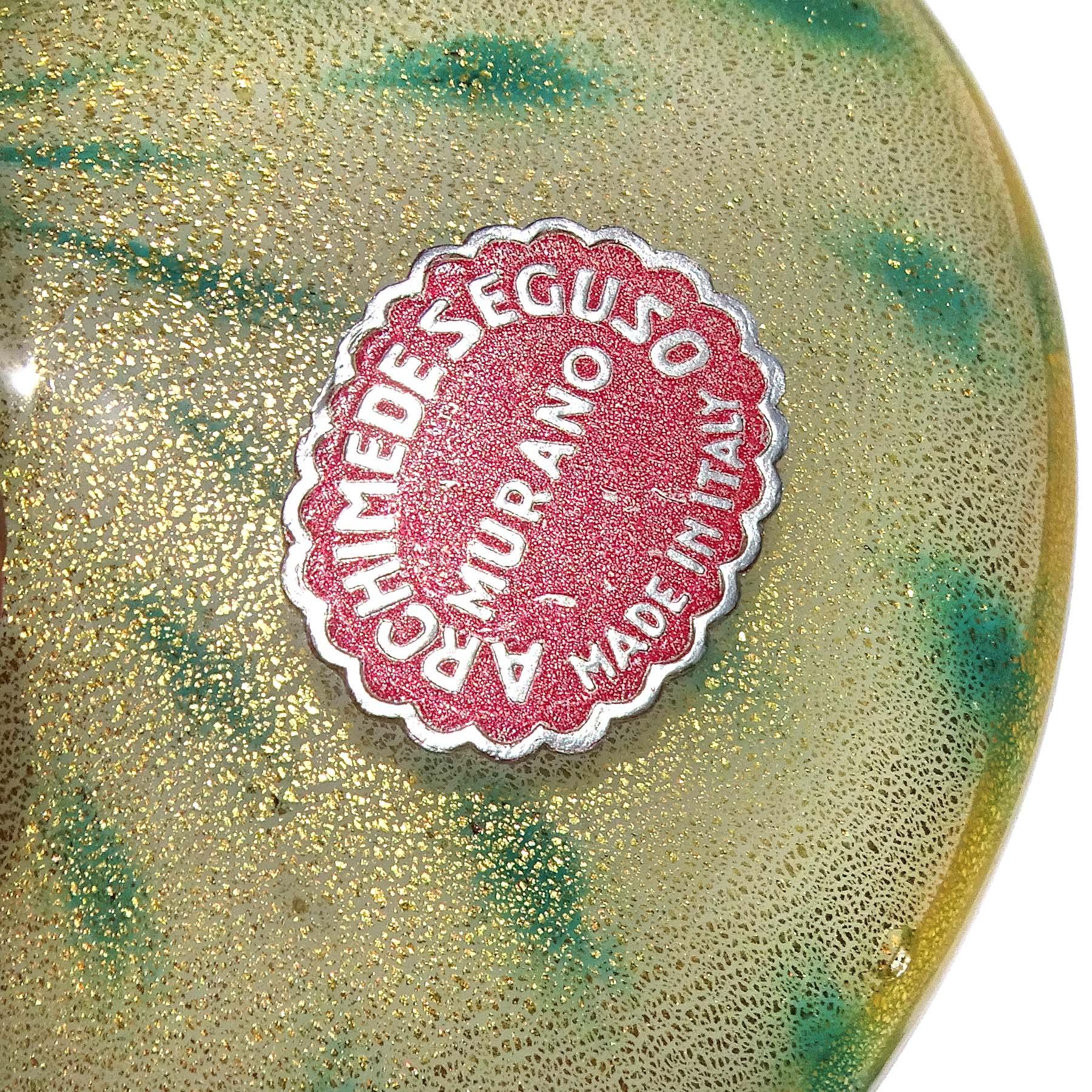 Seguso 1950 Motas de Oro Murano Arte Italiano de Cristal Polvera de Perfume Tarro de Neceser Vidrio artístico en venta