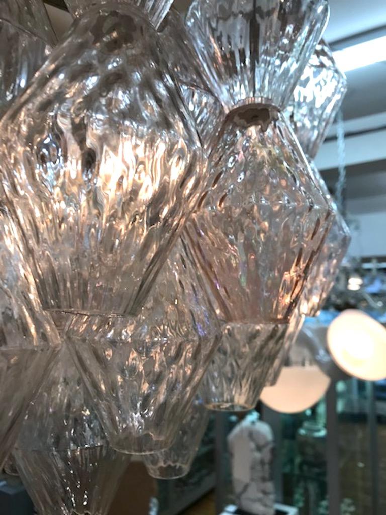 Seguso 1960s Clear & Blush Glass Chandelier For Sale 2