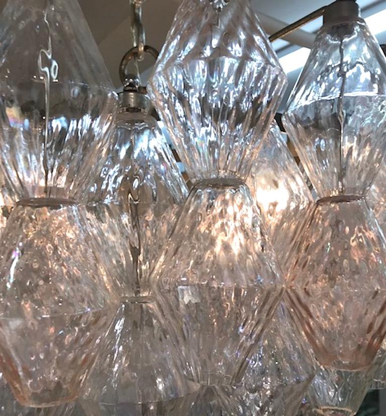 Seguso 1960s Clear & Blush Glass Chandelier For Sale 3