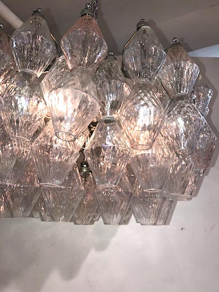 Mid-Century Modern Seguso 1960s Clear & Blush Glass Chandelier For Sale