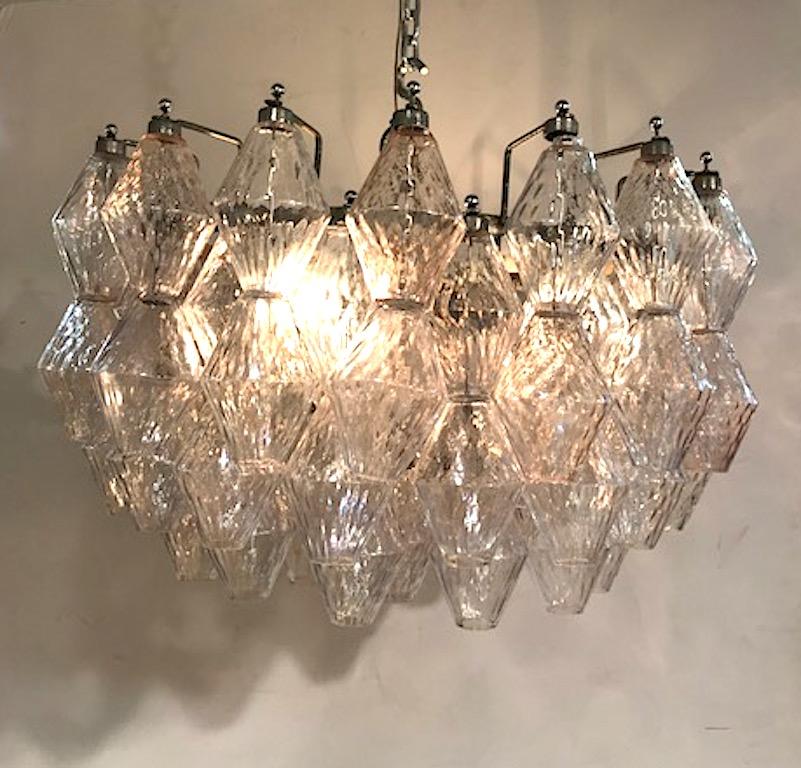 Seguso 1960s Clear & Blush Glass Chandelier In Good Condition For Sale In New York, NY