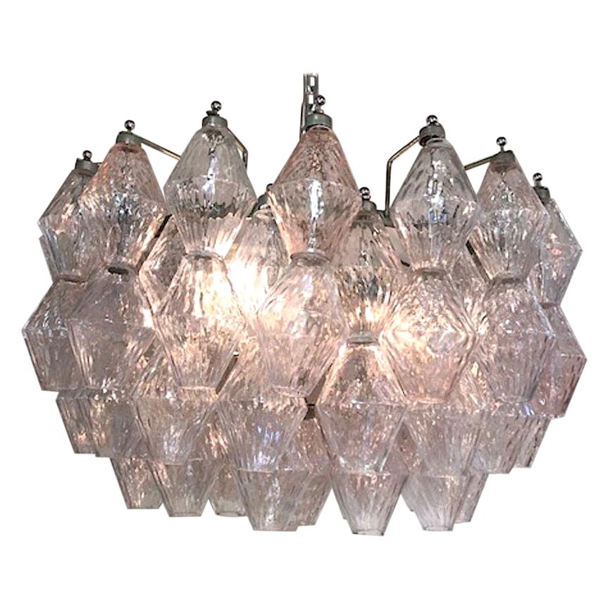 Seguso 1960s Clear & Blush Glass Chandelier