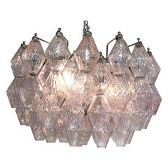 Seguso 1960s Clear & Blush Glass Chandelier