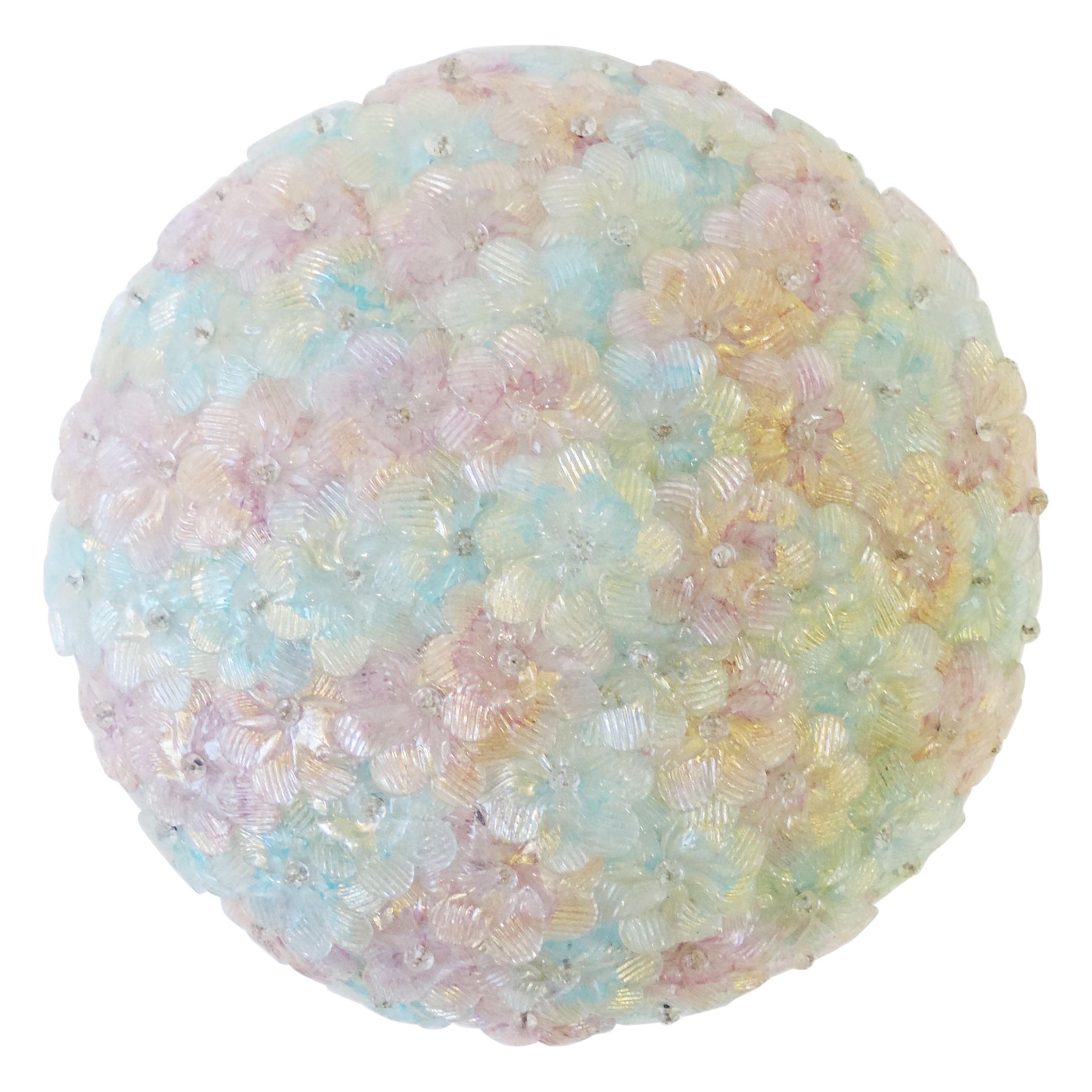 Seguso 1960s Murano Glass Flowers Ceiling Lamp