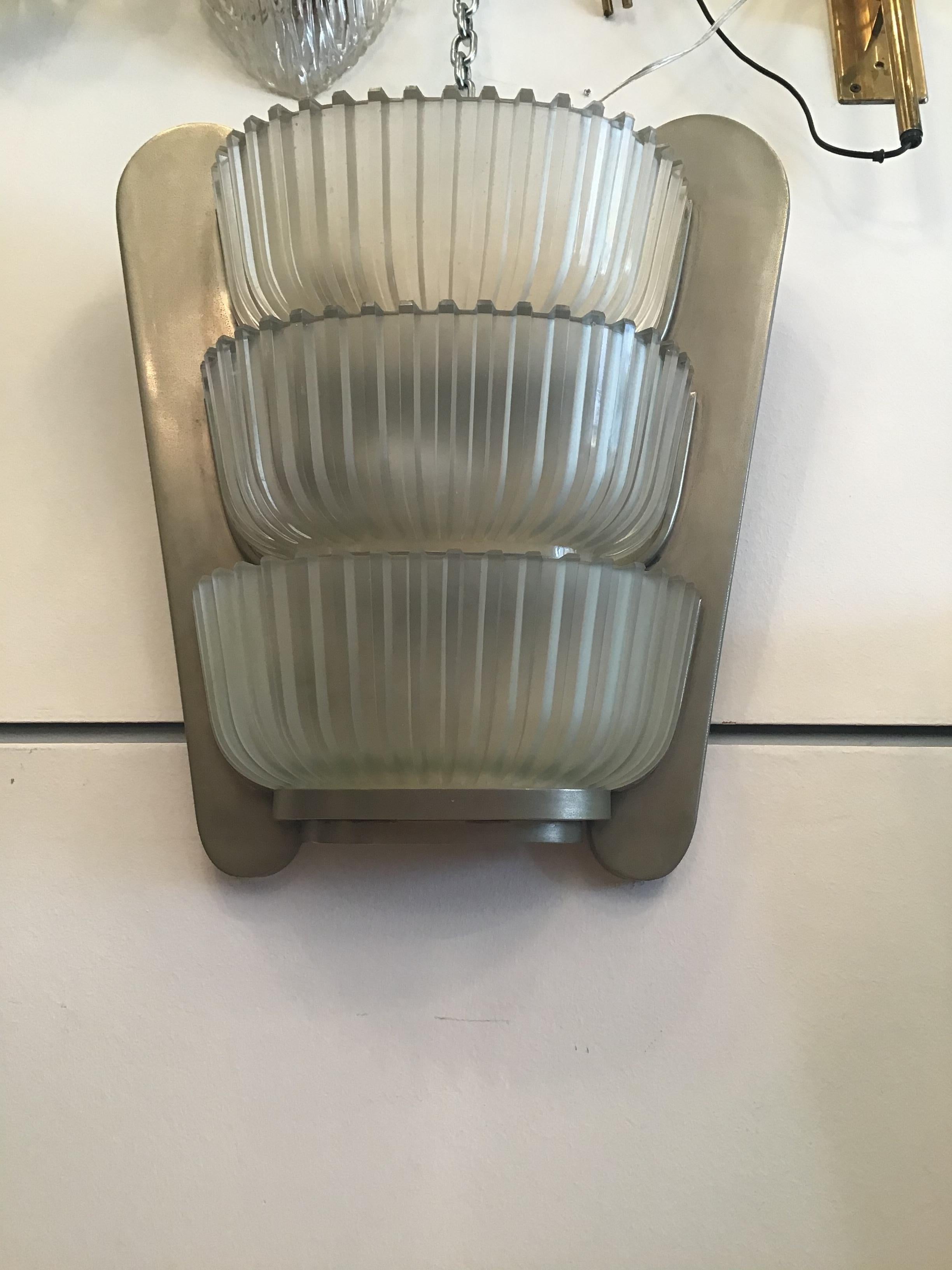 Seguso Applique 1930 Glass Metal Crome, Italy For Sale 7