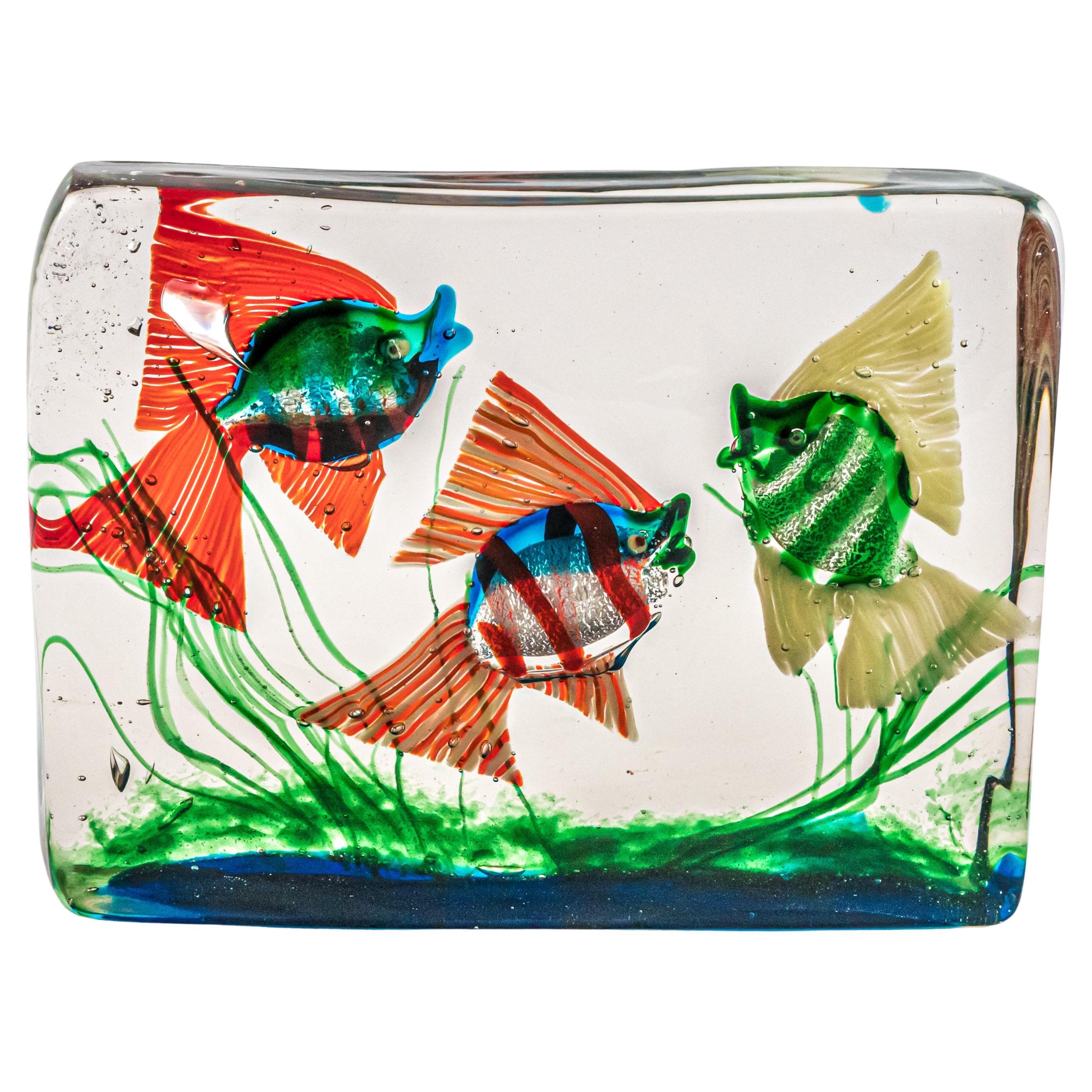 Murano Glass Aquarium Sculpture by Archimede Seguso, Italy, 1950